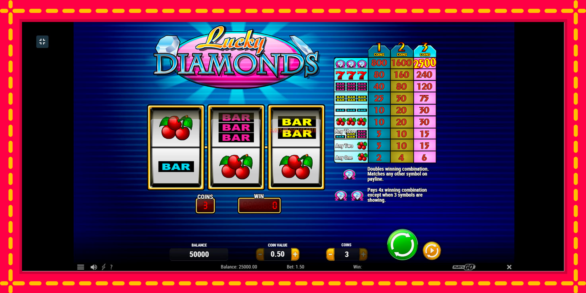 Lucky Diamonds - spēļu automāts ar modernu grafiku