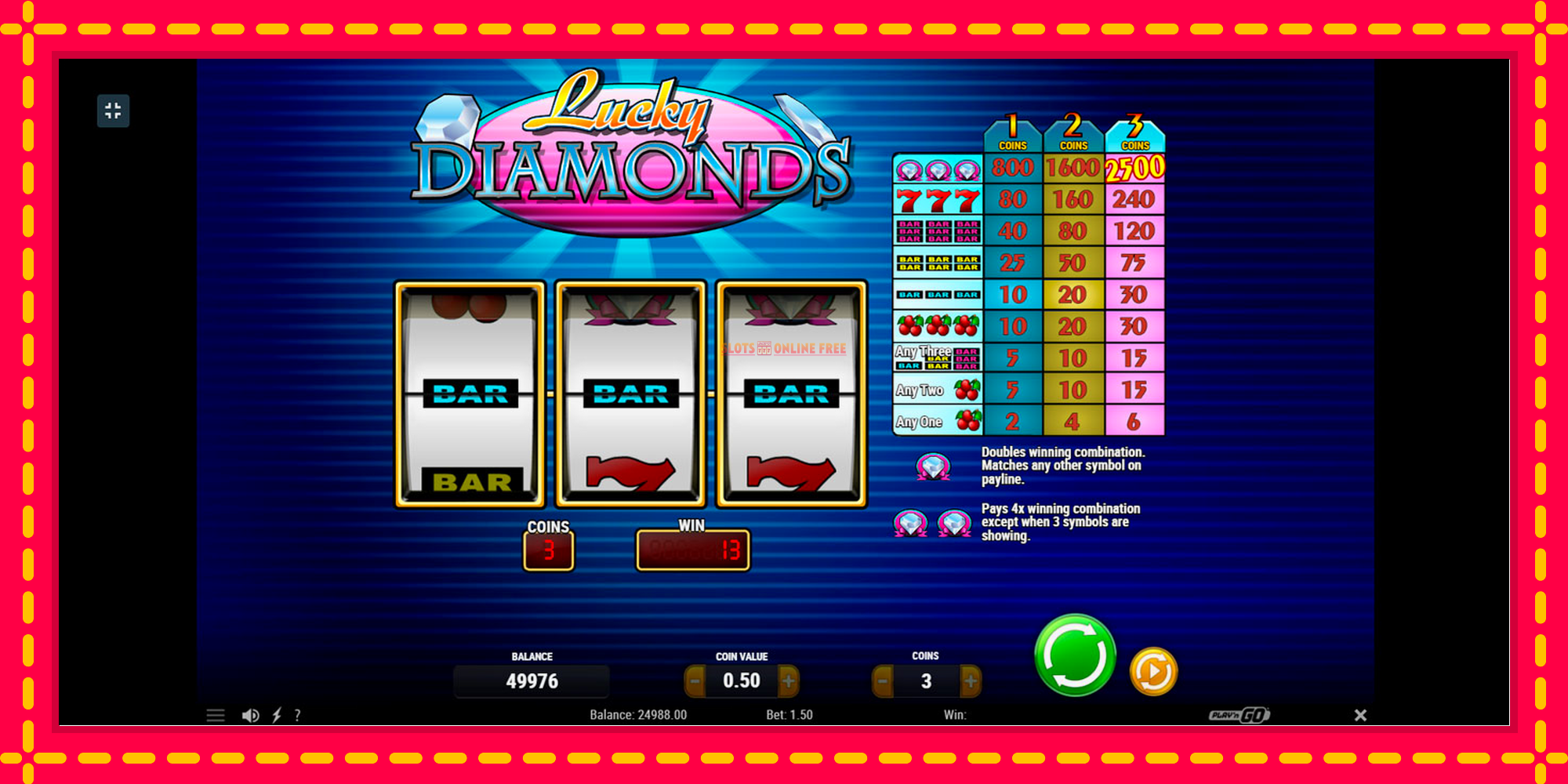 Lucky Diamonds - spēļu automāts ar modernu grafiku