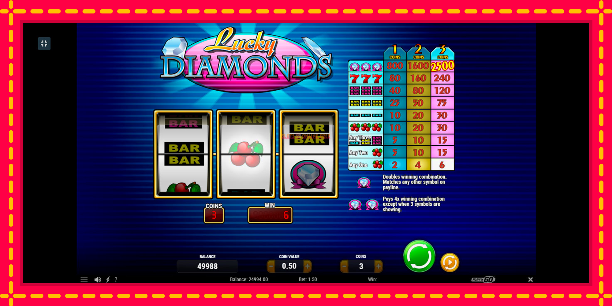 Lucky Diamonds - spēļu automāts ar modernu grafiku