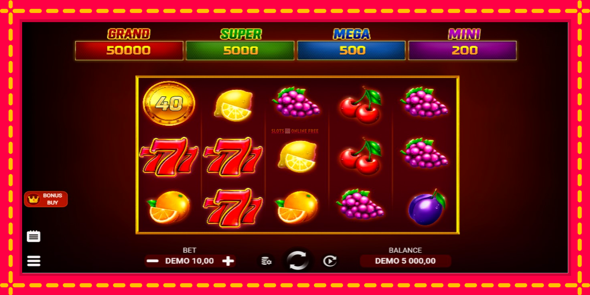 Lucky Fruit Spins Bonus Buy - spēļu automāts ar modernu grafiku