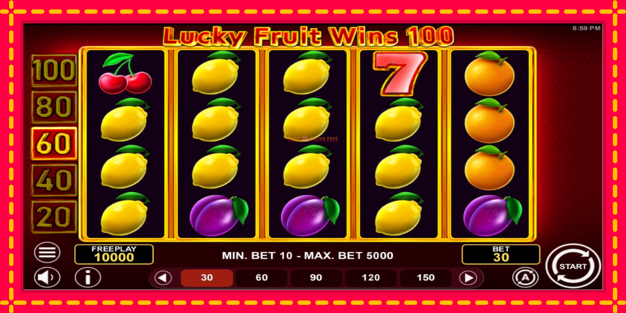 Lucky Fruit Wins 100 - spēļu automāts ar modernu grafiku