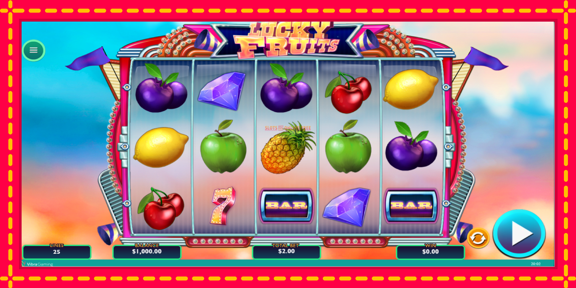 Lucky Fruits - spēļu automāts ar modernu grafiku