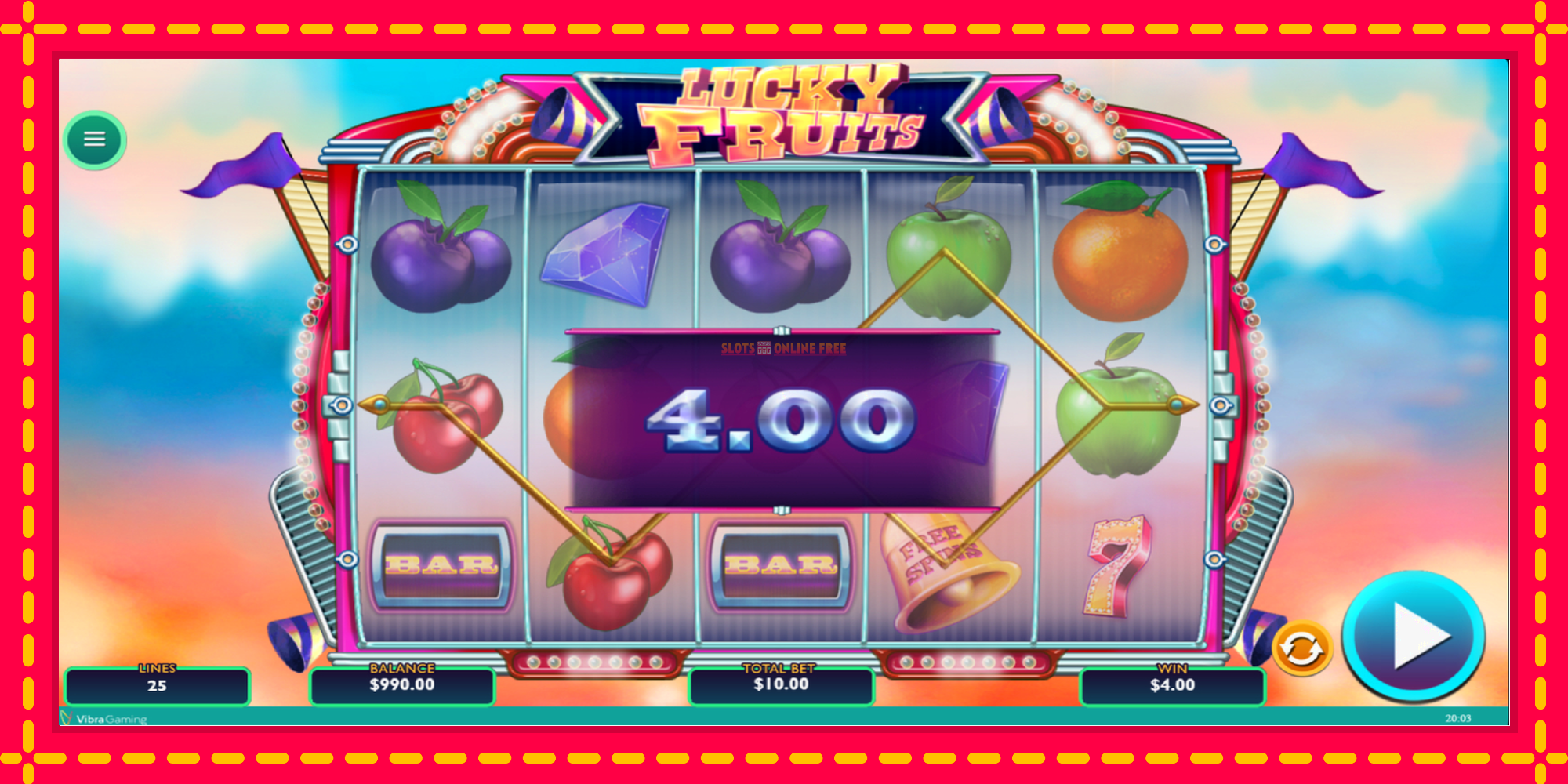 Lucky Fruits - spēļu automāts ar modernu grafiku