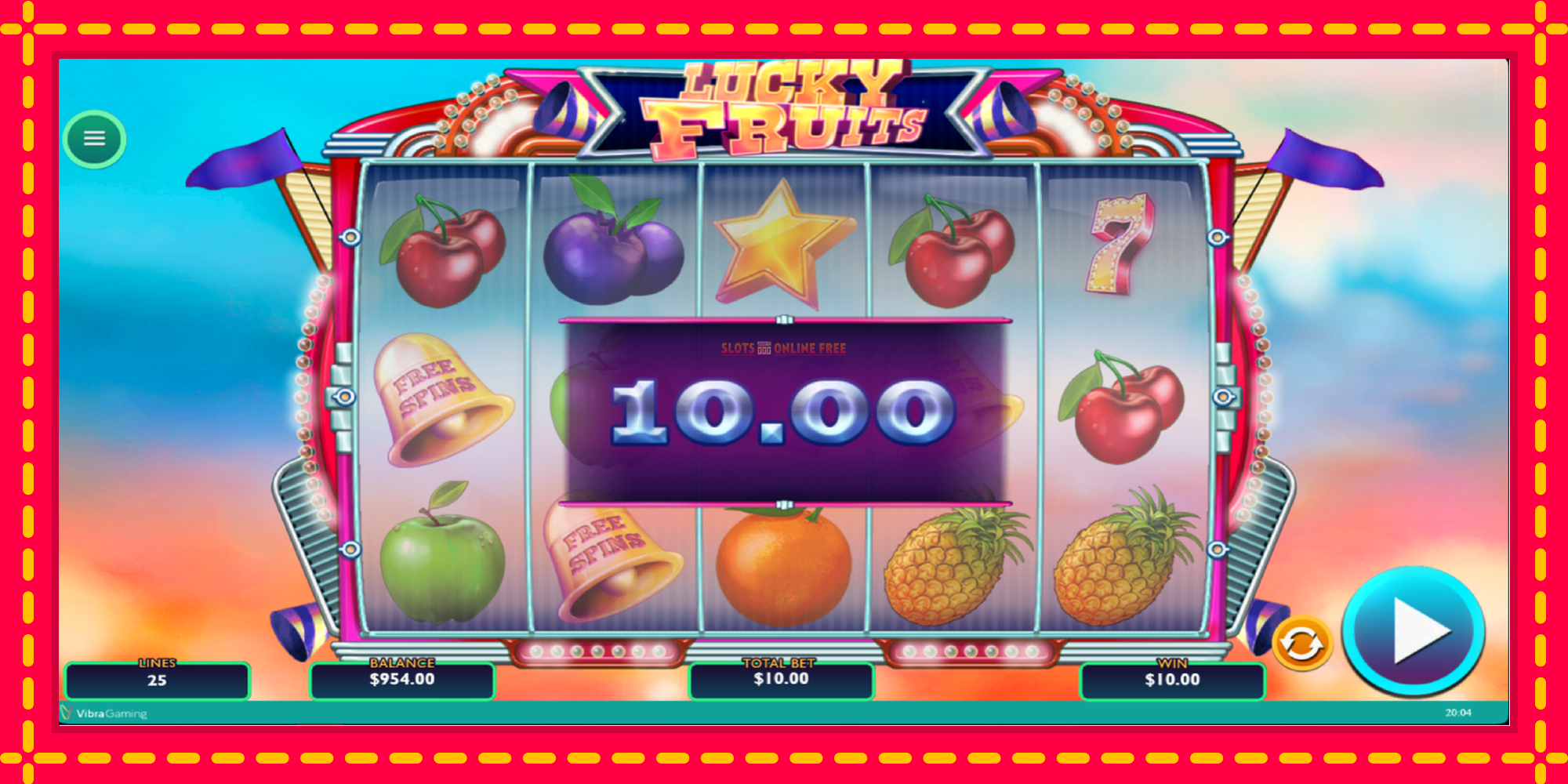 Lucky Fruits - spēļu automāts ar modernu grafiku