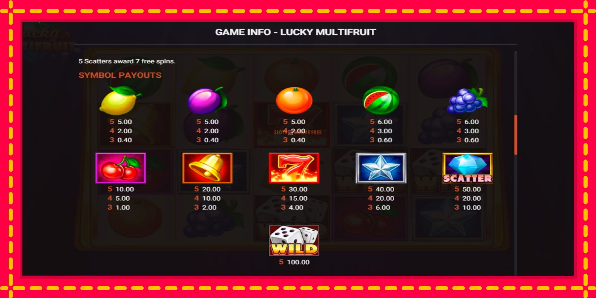 Lucky Multifruit - spēļu automāts ar modernu grafiku