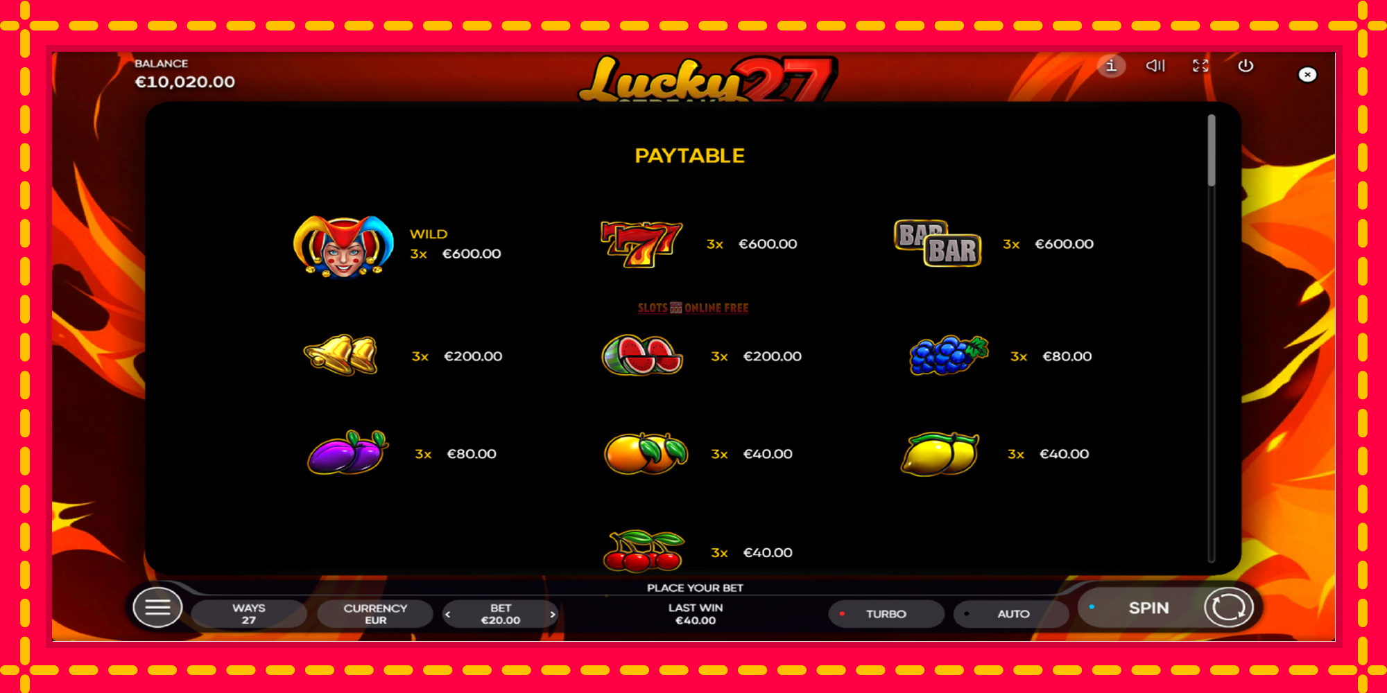 Lucky Streak 27 - spēļu automāts ar modernu grafiku