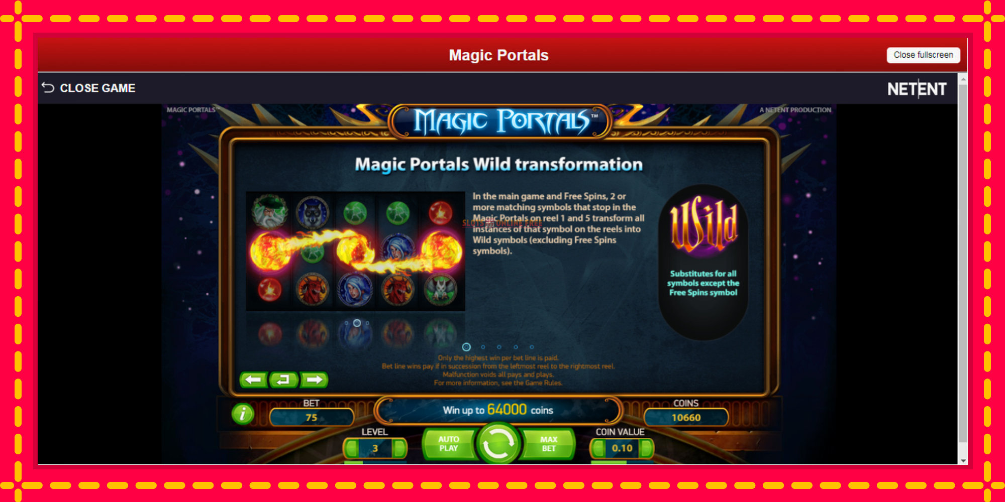 Magic Portals - spēļu automāts ar modernu grafiku