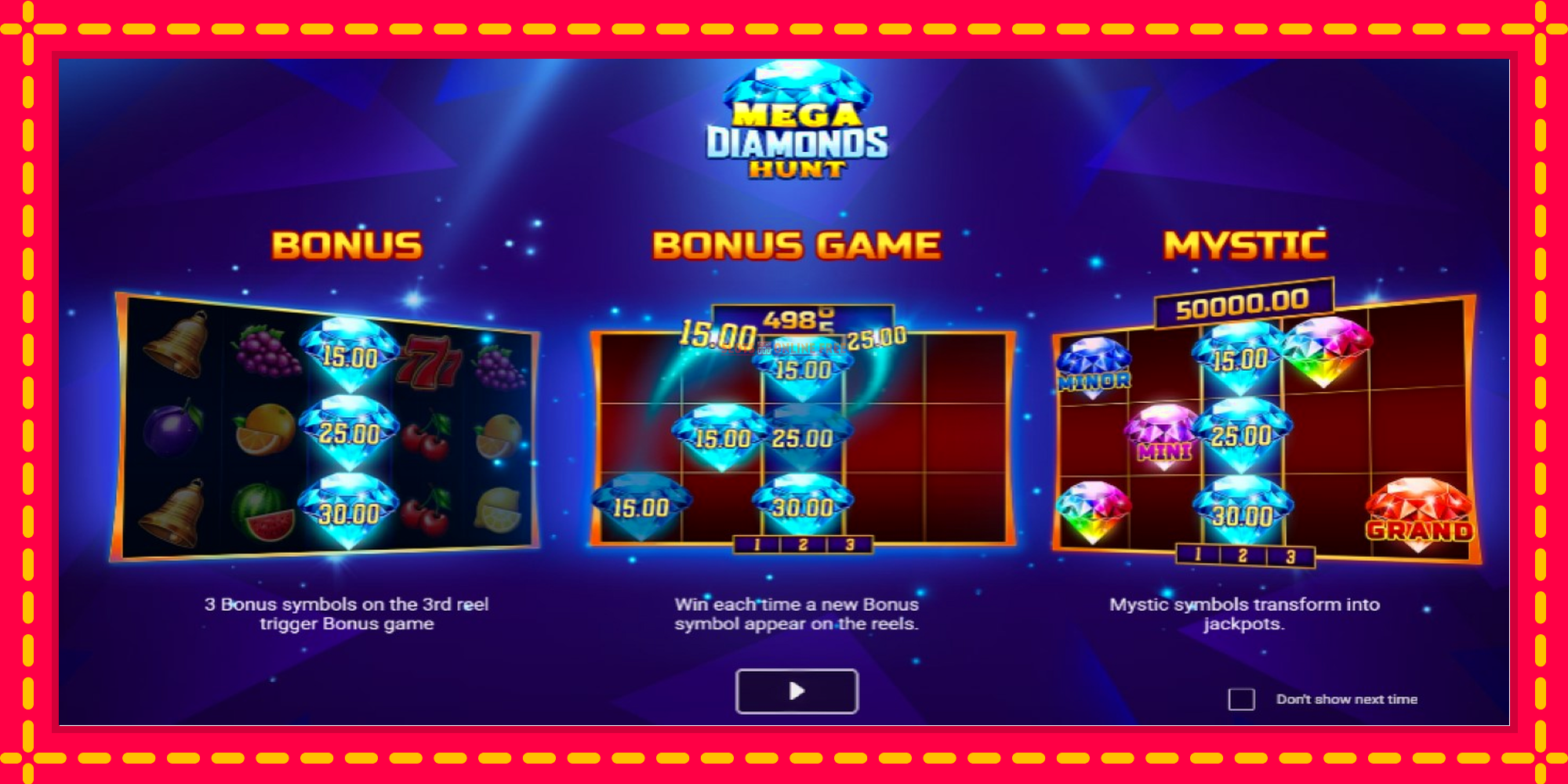 Mega Diamonds Hunt - spēļu automāts ar modernu grafiku