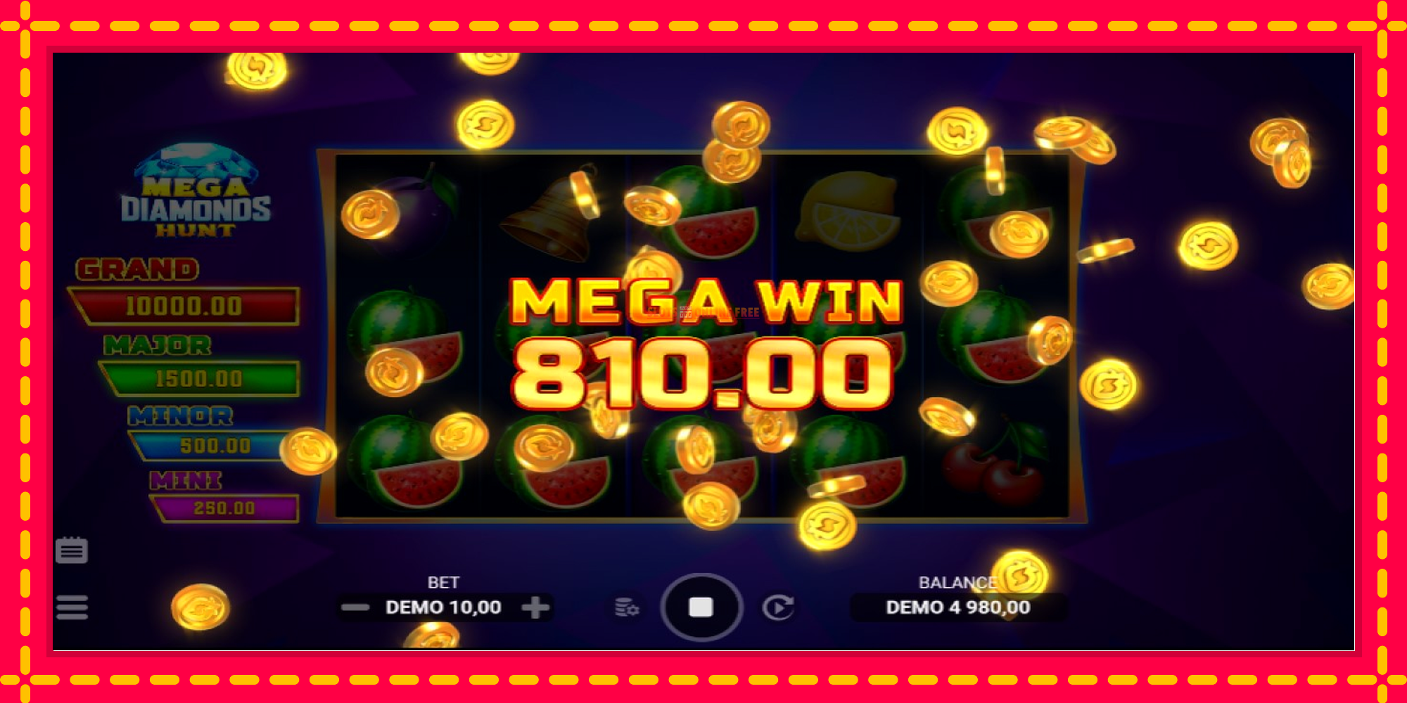 Mega Diamonds Hunt - spēļu automāts ar modernu grafiku