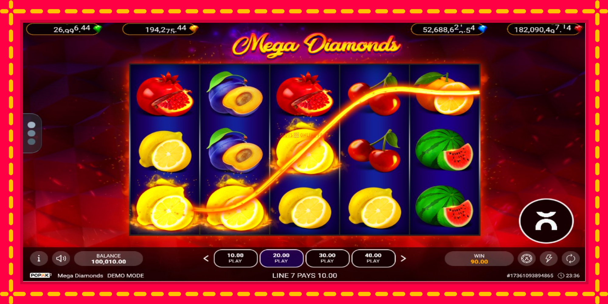 Mega Diamonds - spēļu automāts ar modernu grafiku