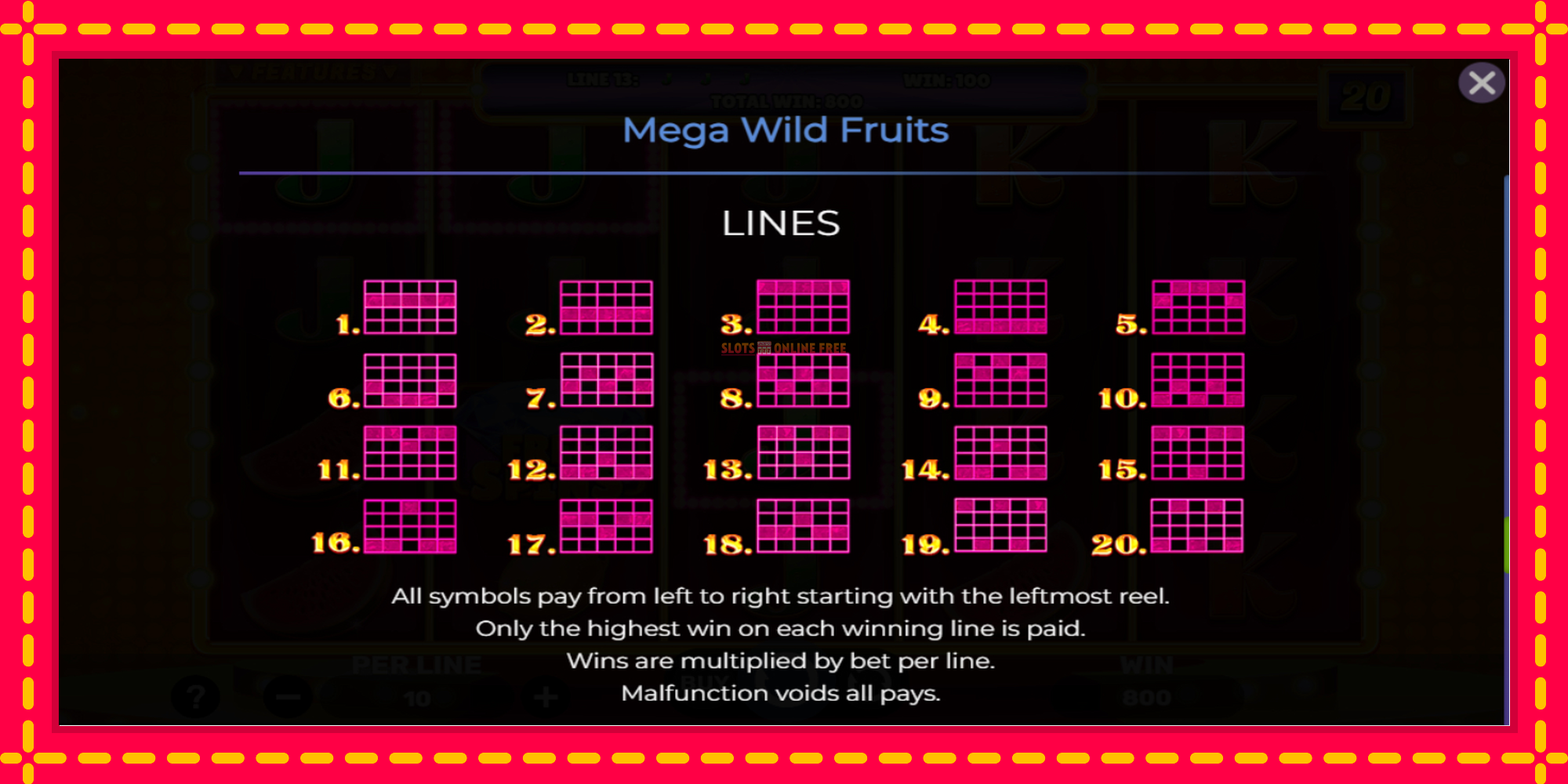 Mega Wild Fruits - spēļu automāts ar modernu grafiku