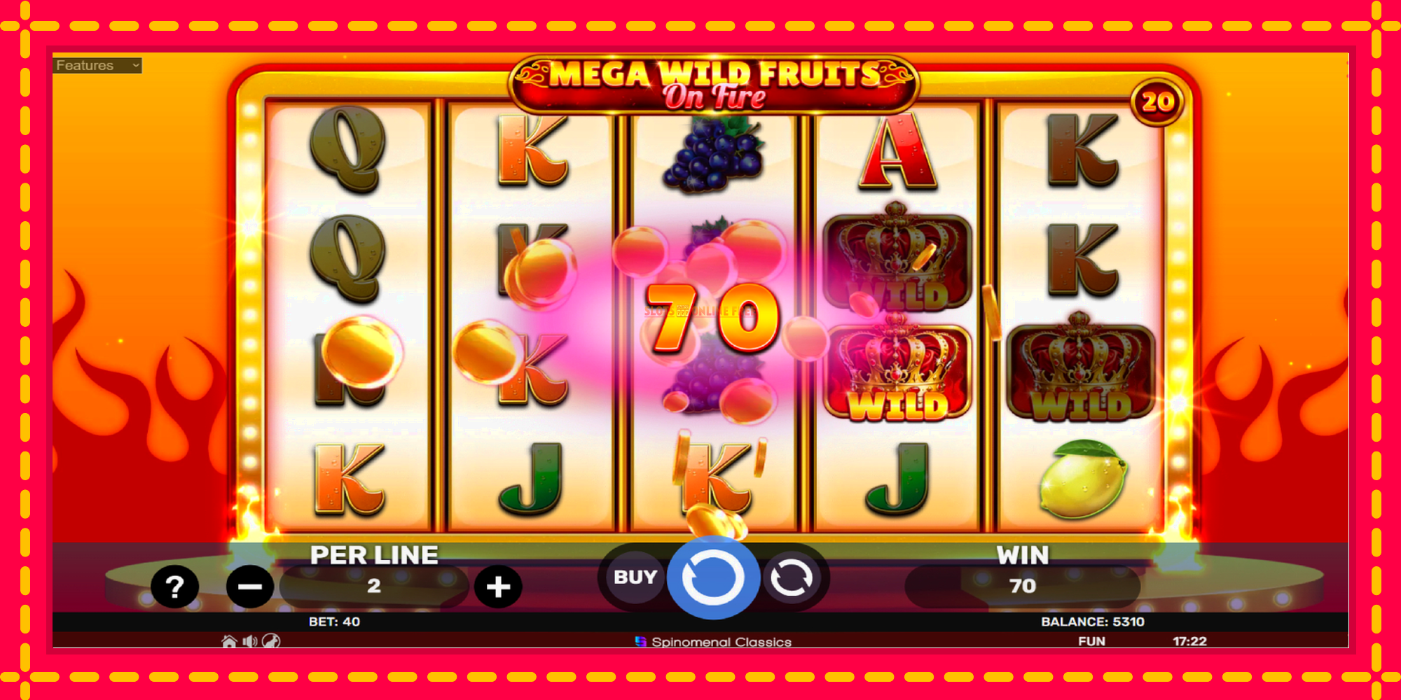 Mega Wild Fruits - On Fire - spēļu automāts ar modernu grafiku