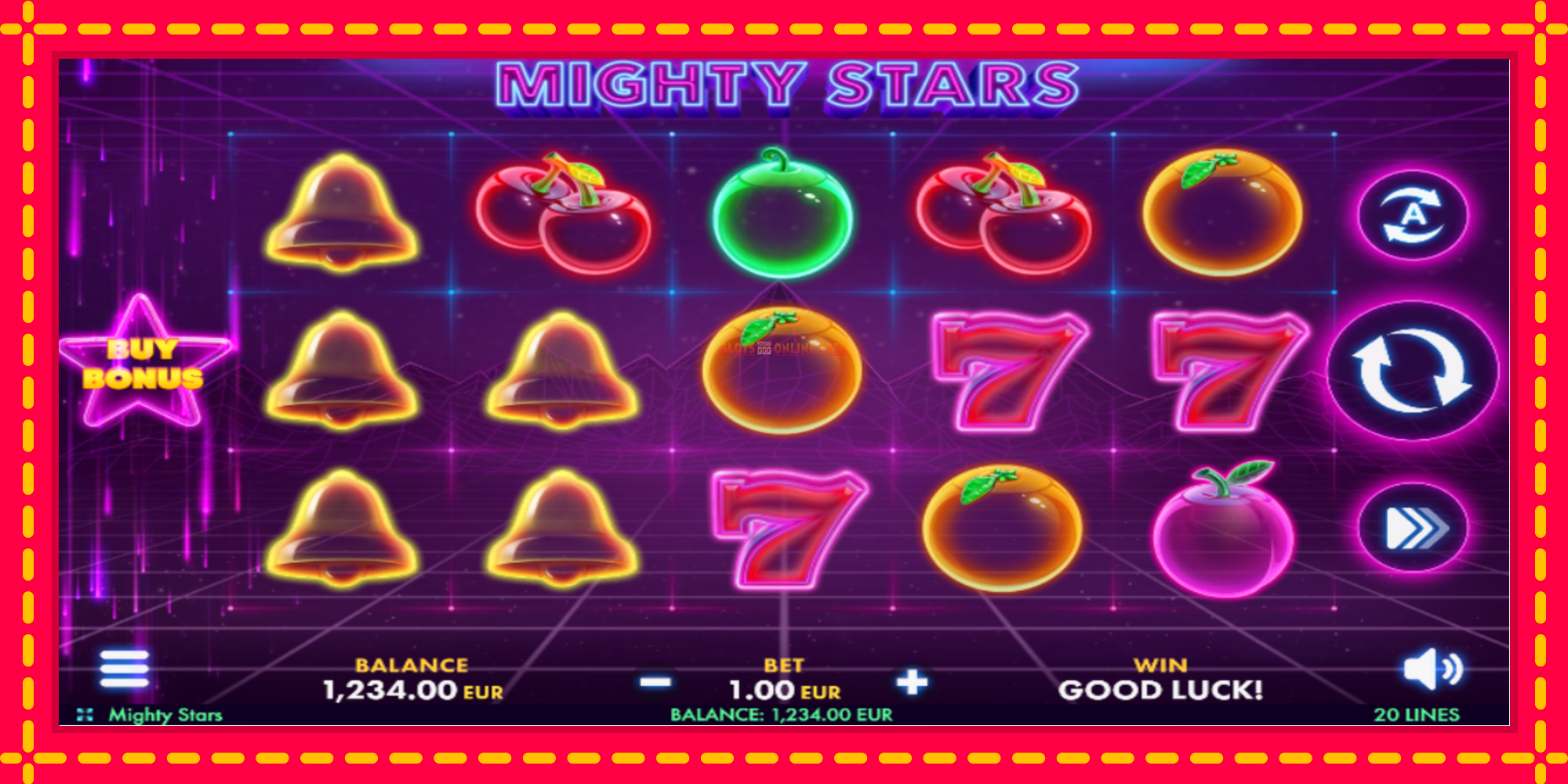 Mighty Stars - spēļu automāts ar modernu grafiku