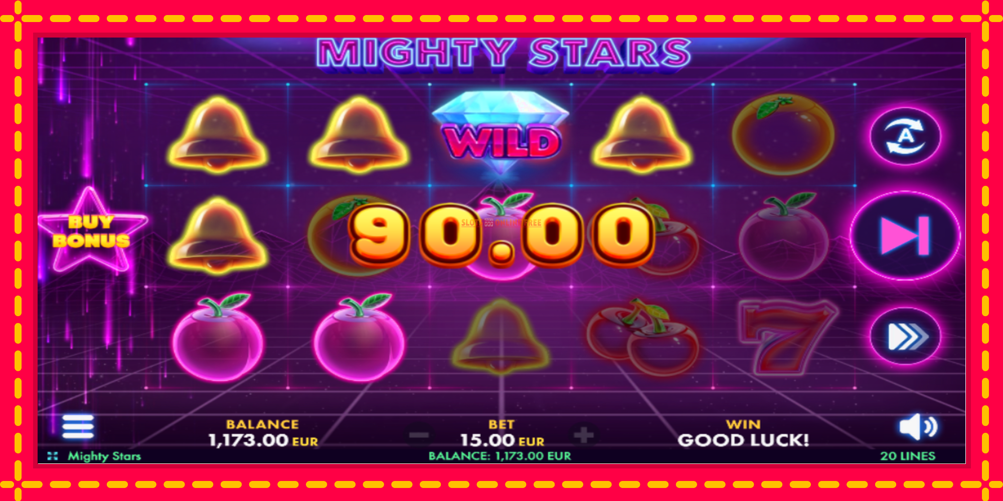 Mighty Stars - spēļu automāts ar modernu grafiku