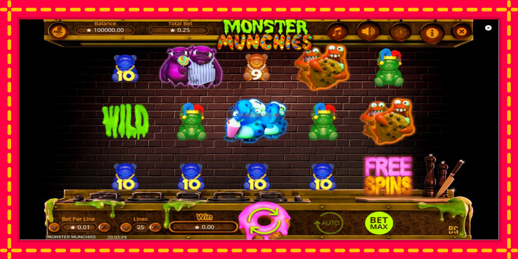 Monster Munchies - spēļu automāts ar modernu grafiku