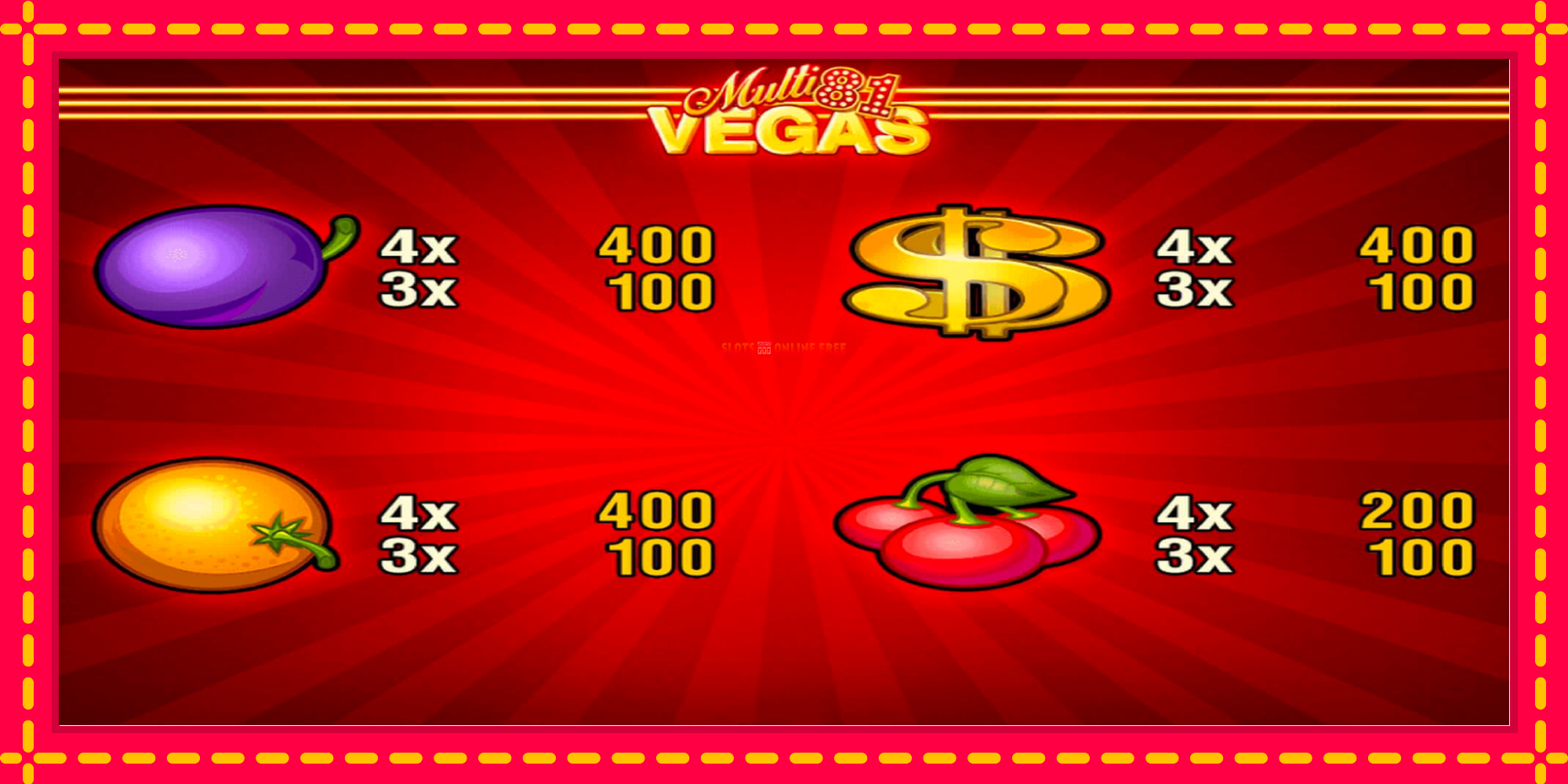 Multi Vegas 81 - spēļu automāts ar modernu grafiku