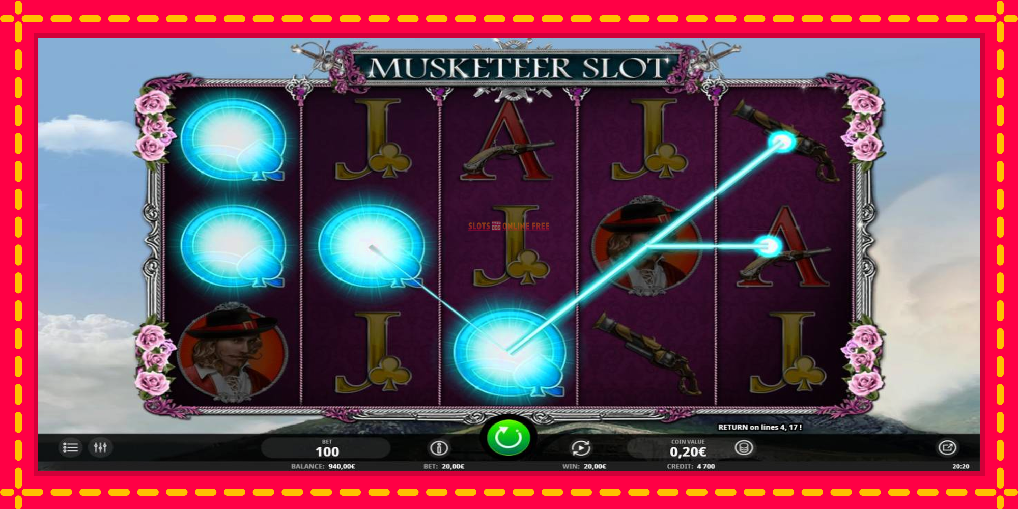 Musketeer Slot - spēļu automāts ar modernu grafiku