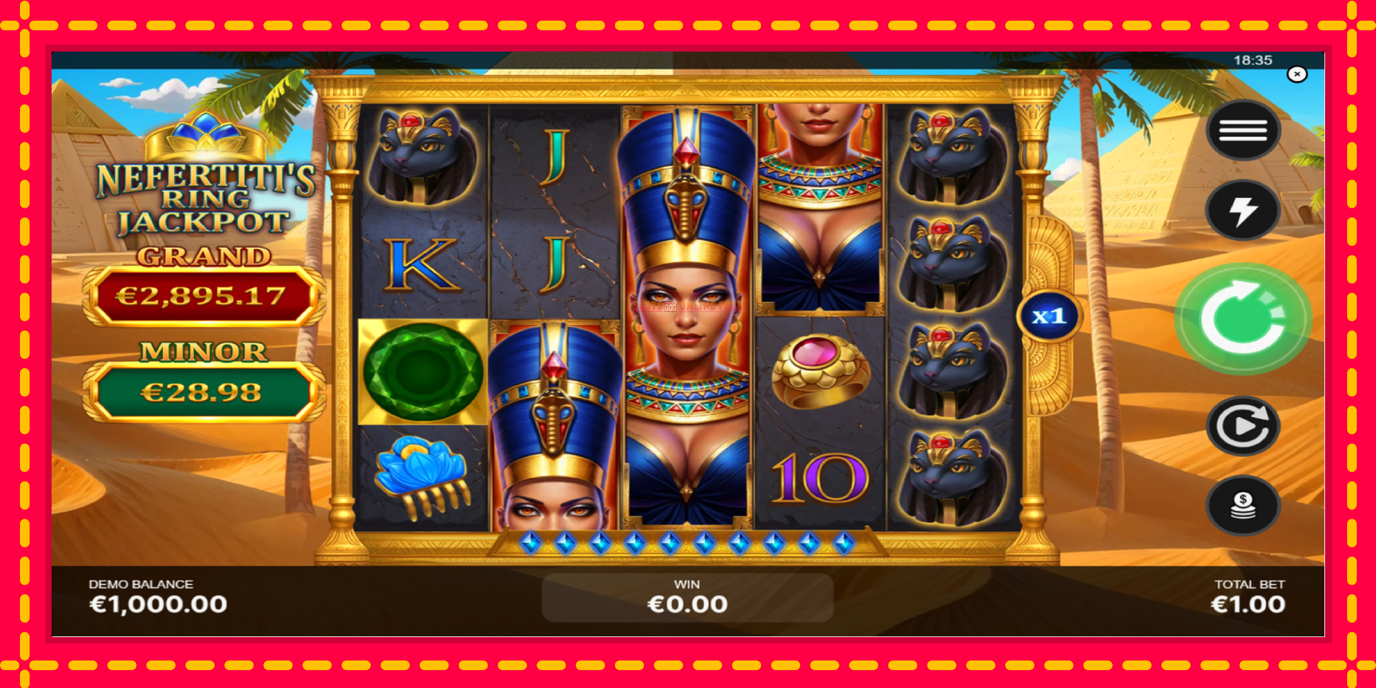 Nefertitis Ring Jackpot - spēļu automāts ar modernu grafiku