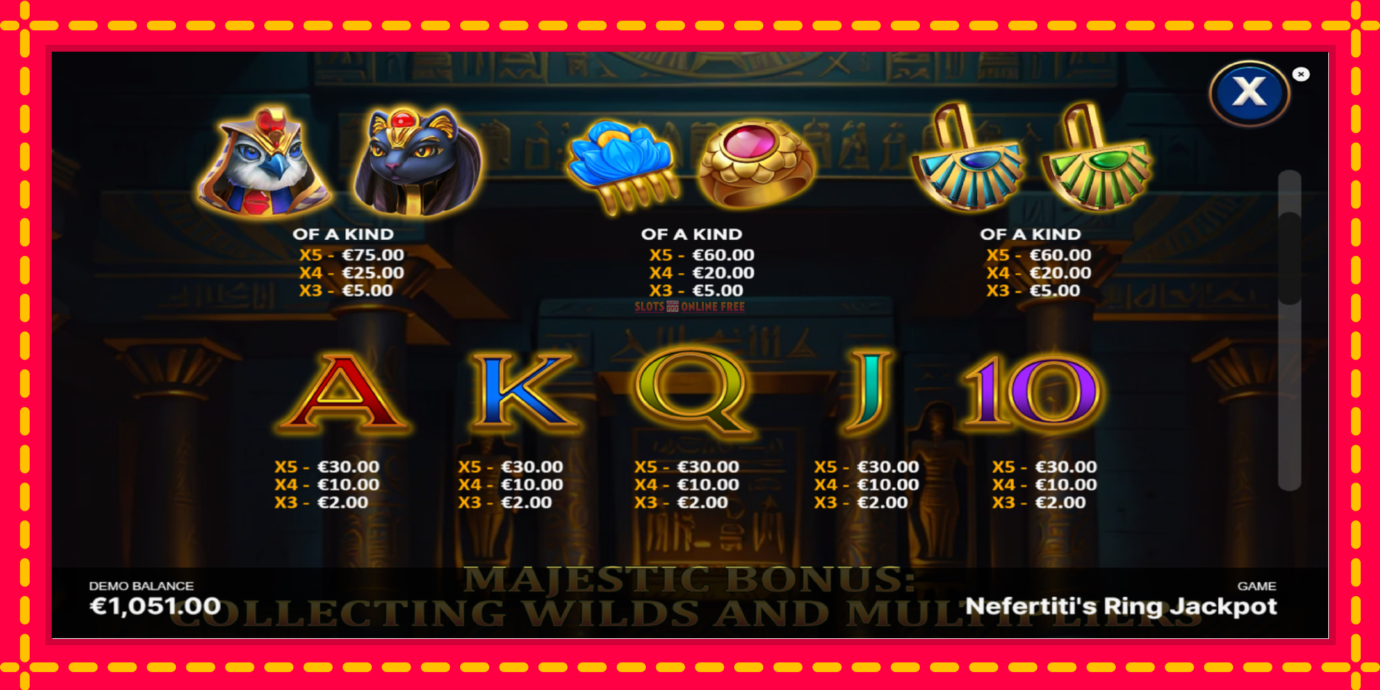 Nefertitis Ring Jackpot - spēļu automāts ar modernu grafiku