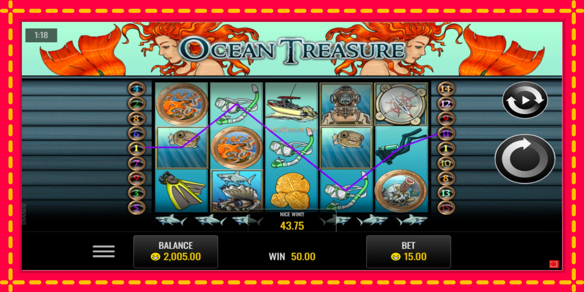 Ocean Treasure - spēļu automāts ar modernu grafiku