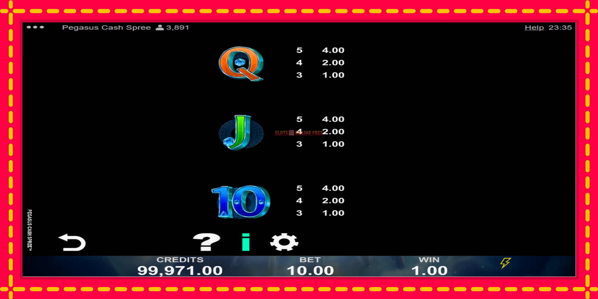 Pegasus Cash Spree - spēļu automāts ar modernu grafiku