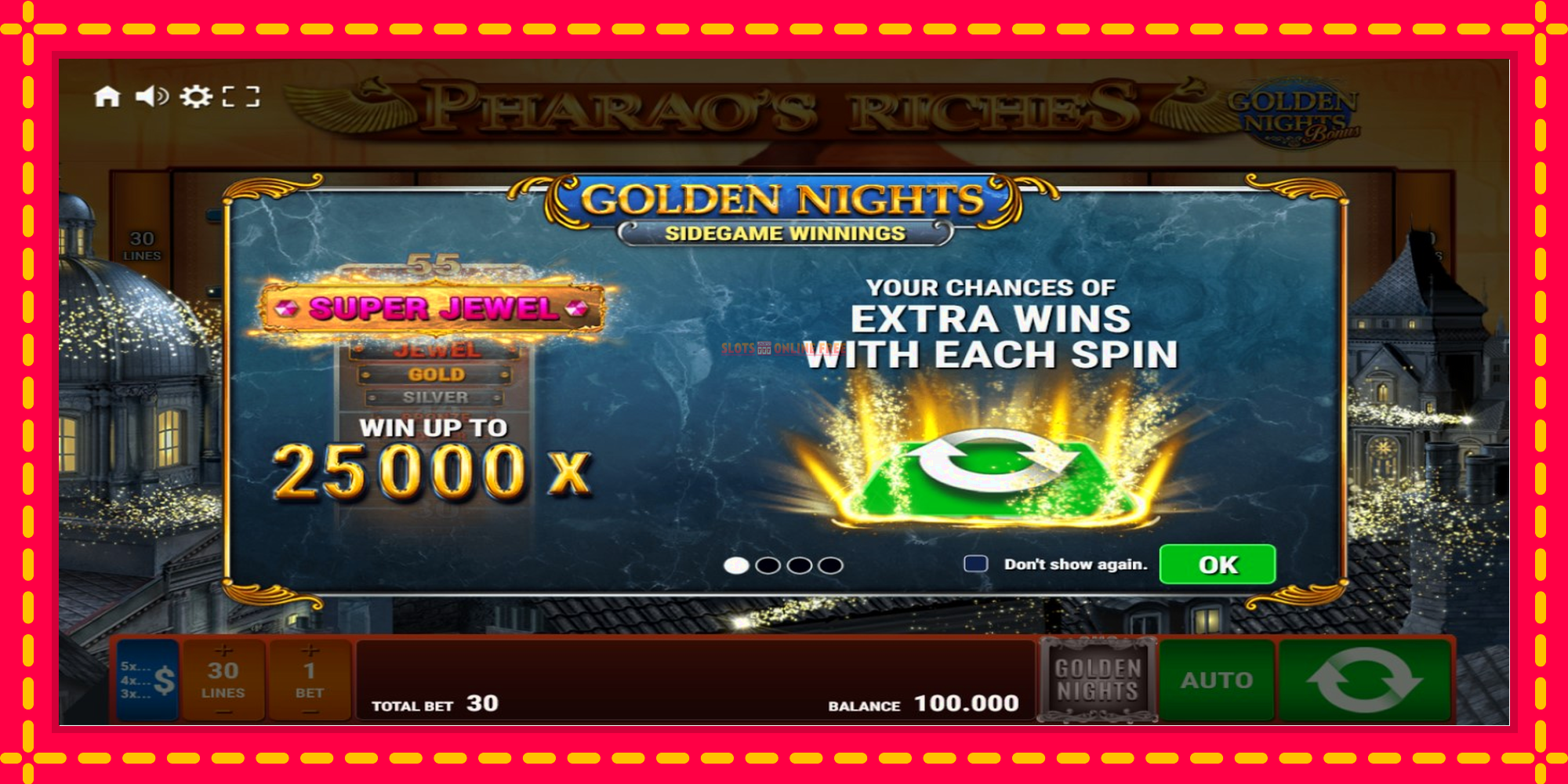 Pharaos Riches Golden Nights - spēļu automāts ar modernu grafiku