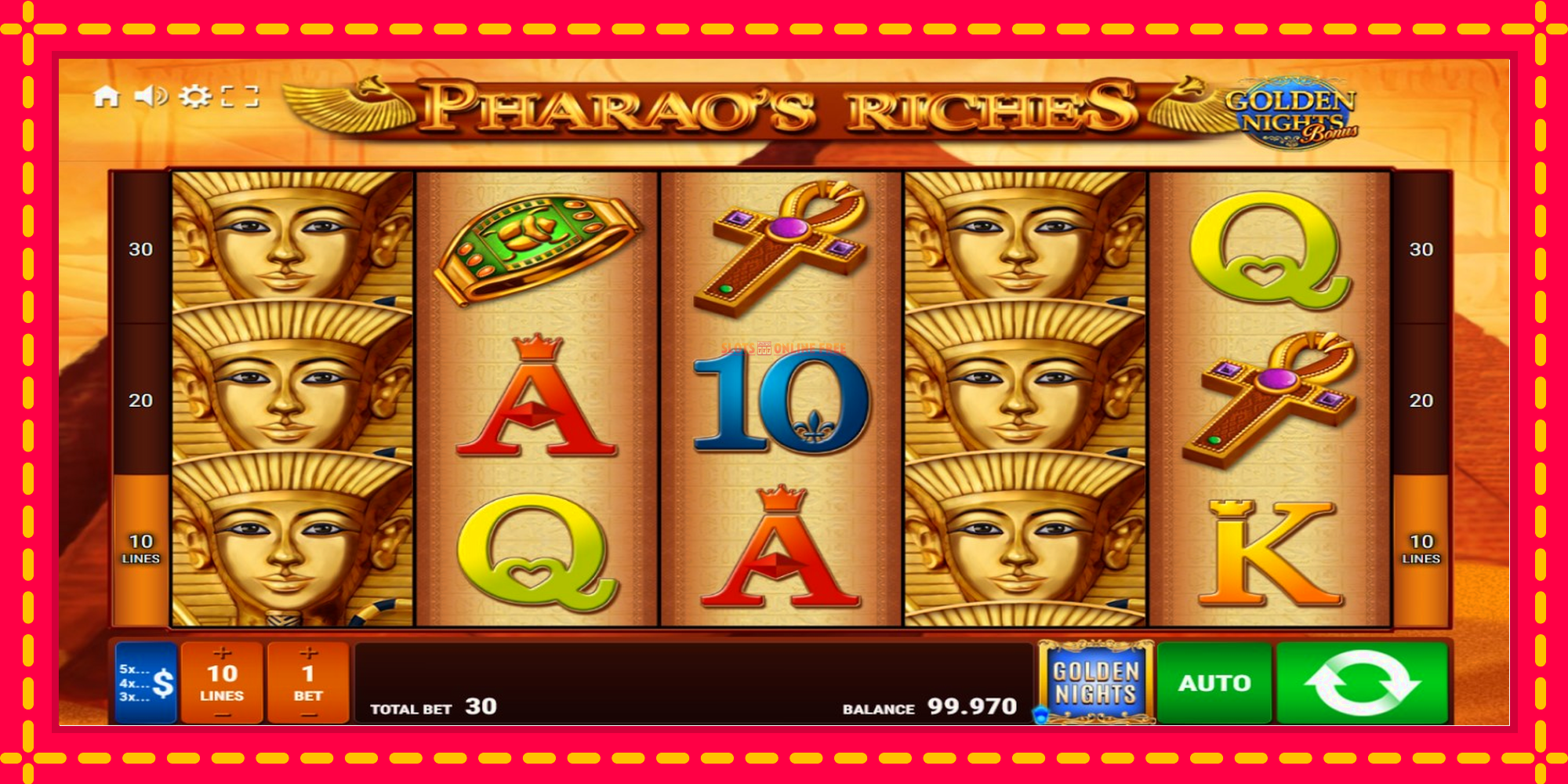 Pharaos Riches Golden Nights - spēļu automāts ar modernu grafiku