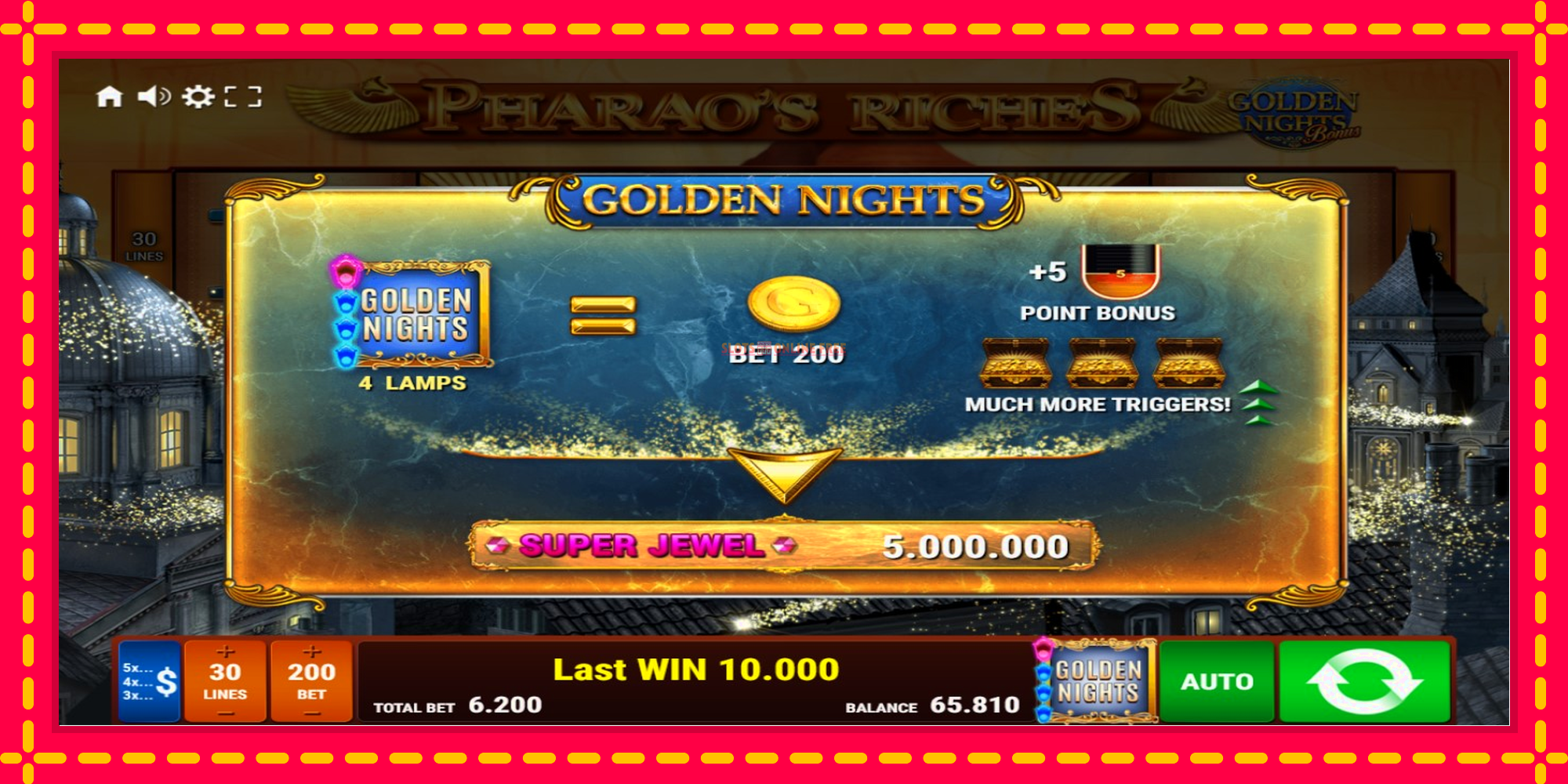 Pharaos Riches Golden Nights - spēļu automāts ar modernu grafiku