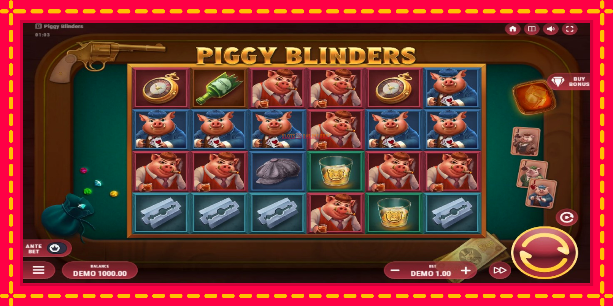 Piggy Blinders - spēļu automāts ar modernu grafiku