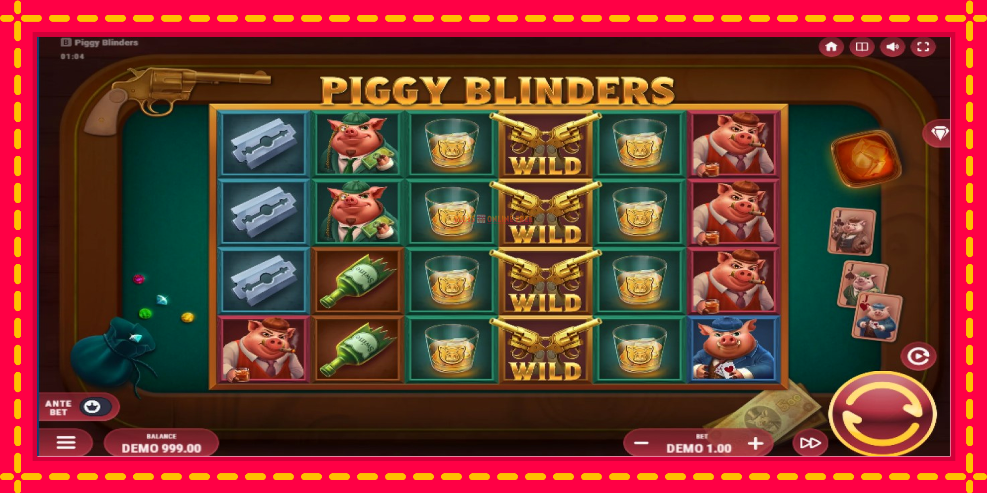 Piggy Blinders - spēļu automāts ar modernu grafiku