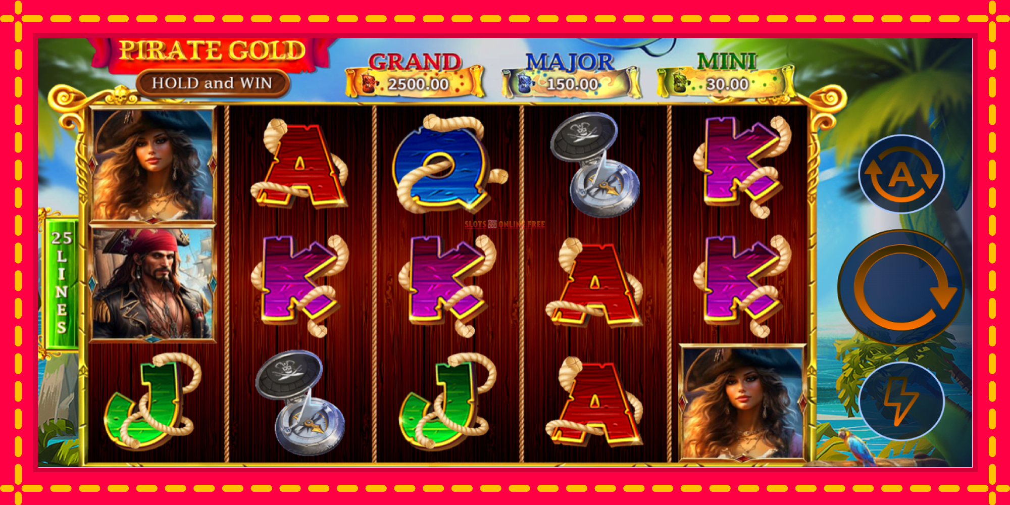 Pirate Gold Hold and Win - spēļu automāts ar modernu grafiku