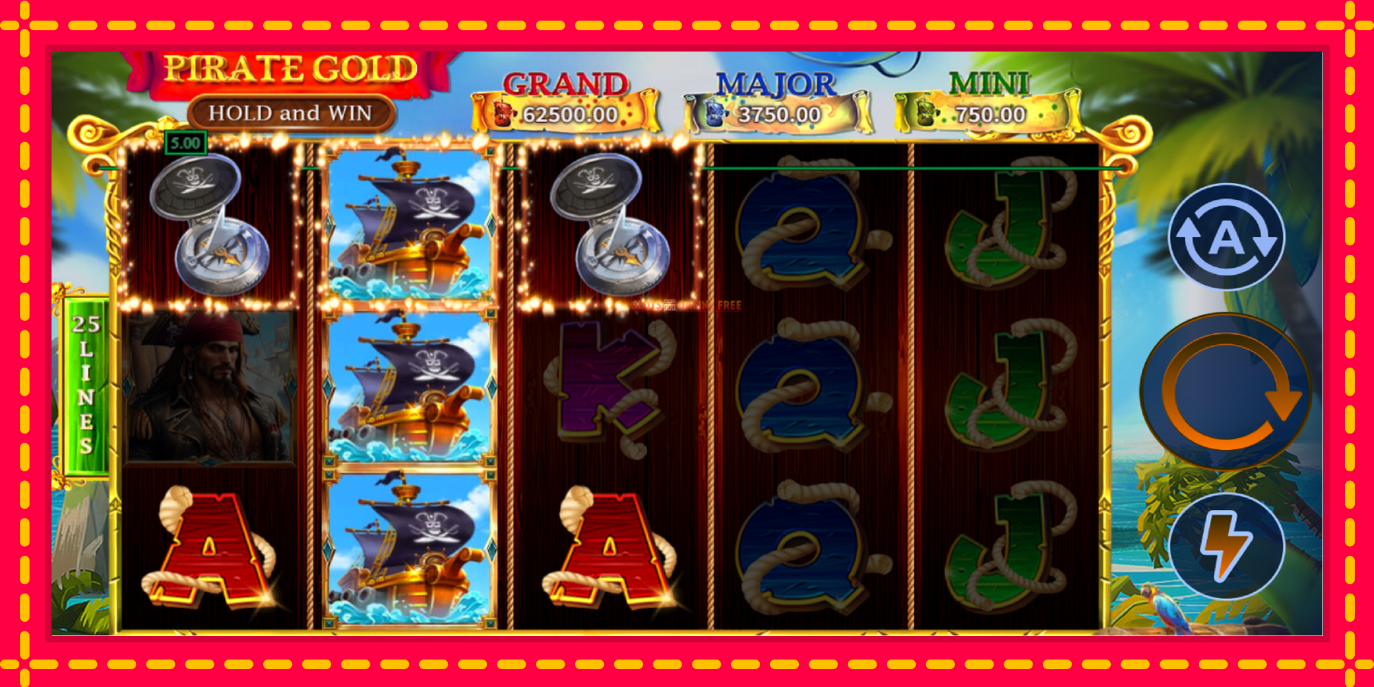 Pirate Gold Hold and Win - spēļu automāts ar modernu grafiku