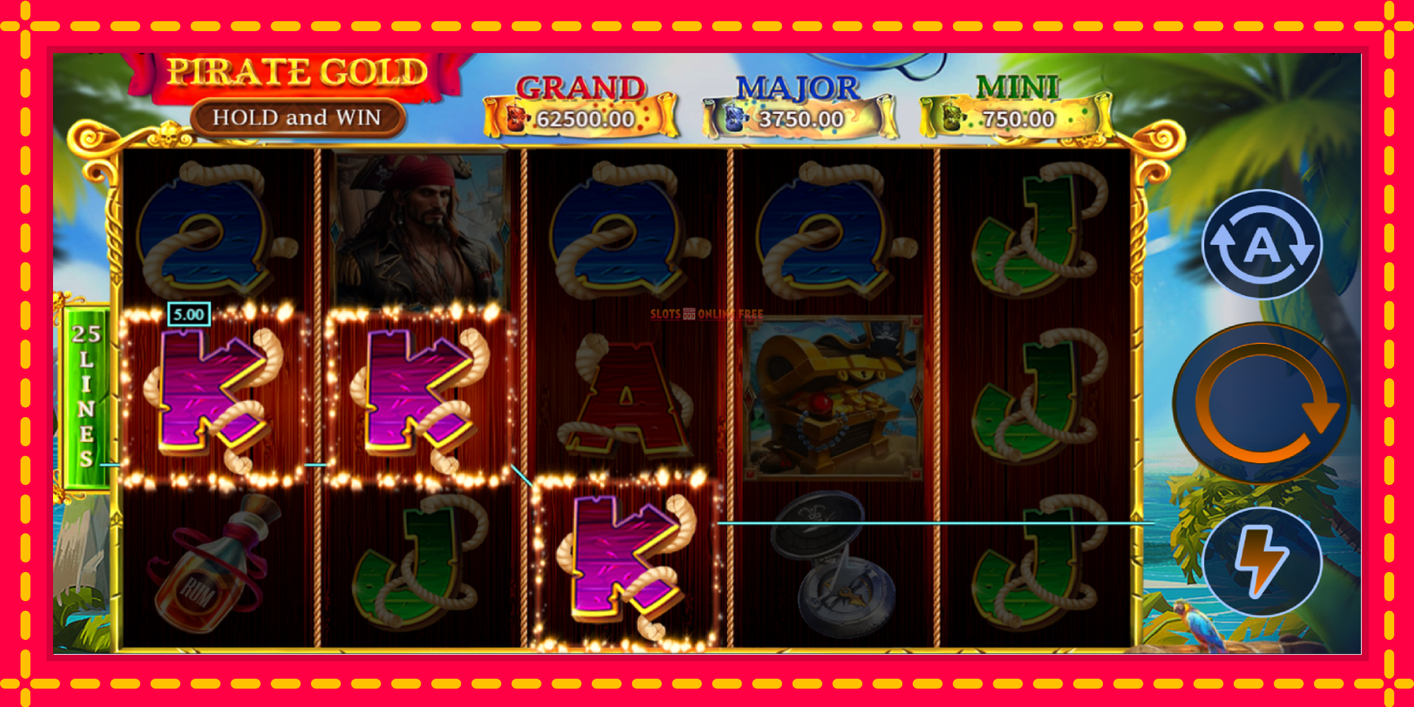 Pirate Gold Hold and Win - spēļu automāts ar modernu grafiku