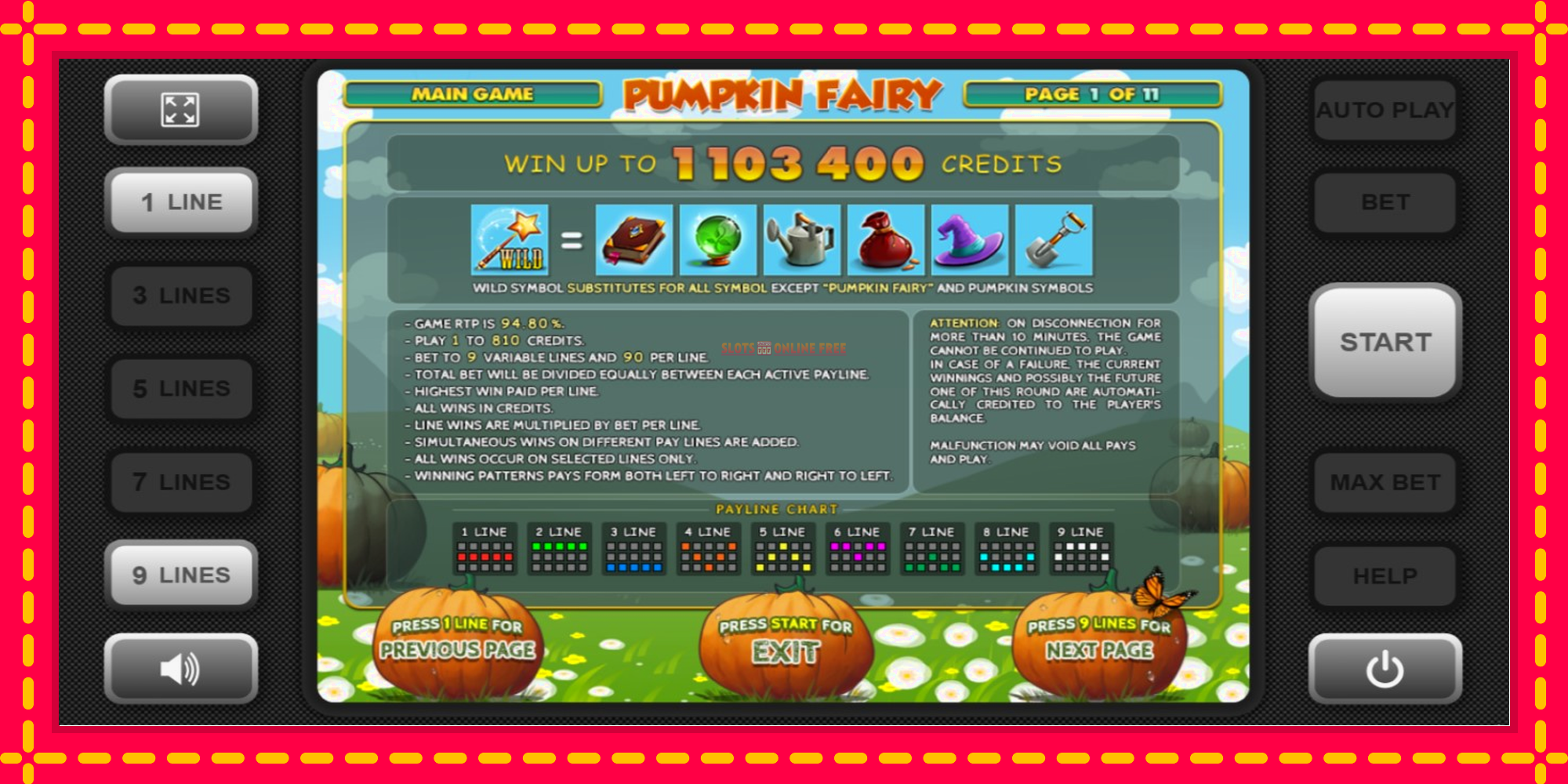 Pumpkin Fairy - spēļu automāts ar modernu grafiku