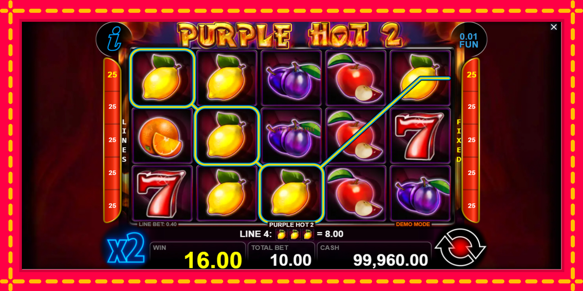 Purple Hot 2 - spēļu automāts ar modernu grafiku