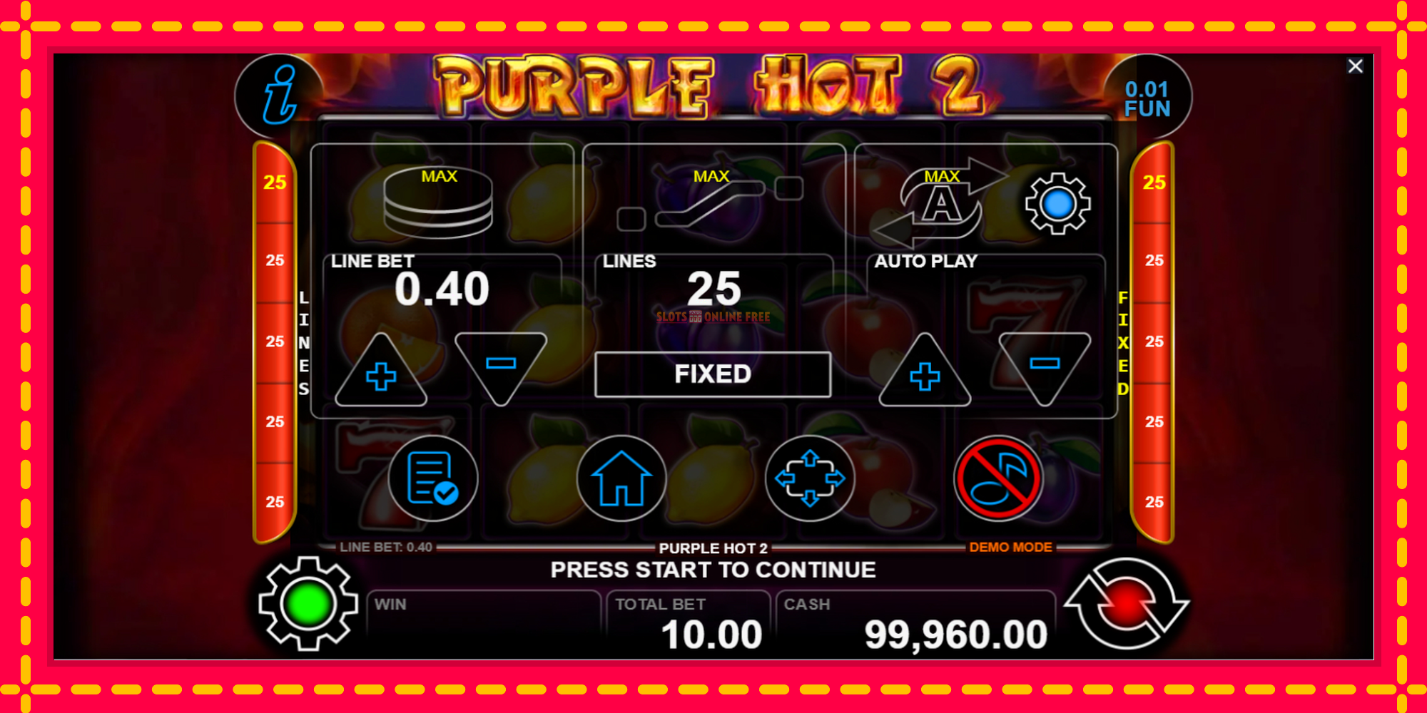 Purple Hot 2 - spēļu automāts ar modernu grafiku