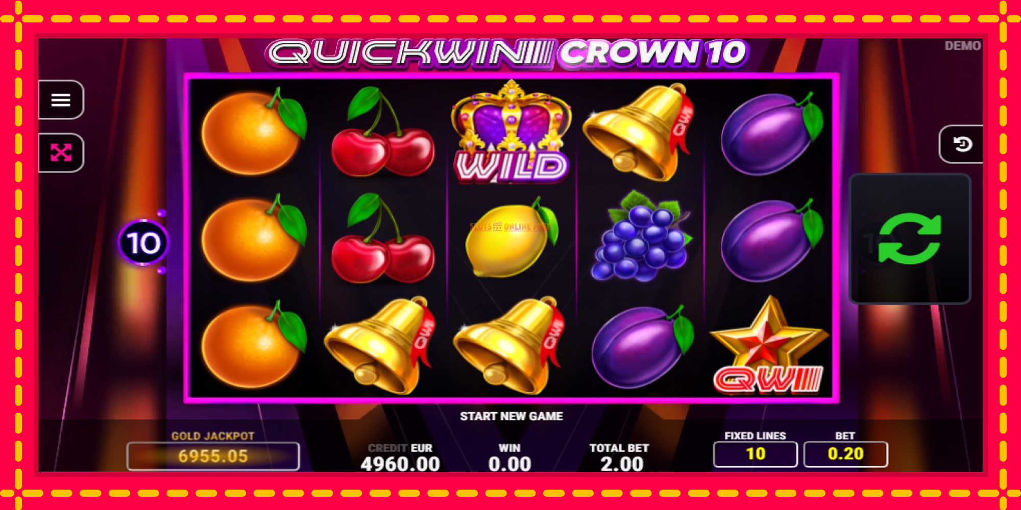 Quick Win Crown 10 - spēļu automāts ar modernu grafiku