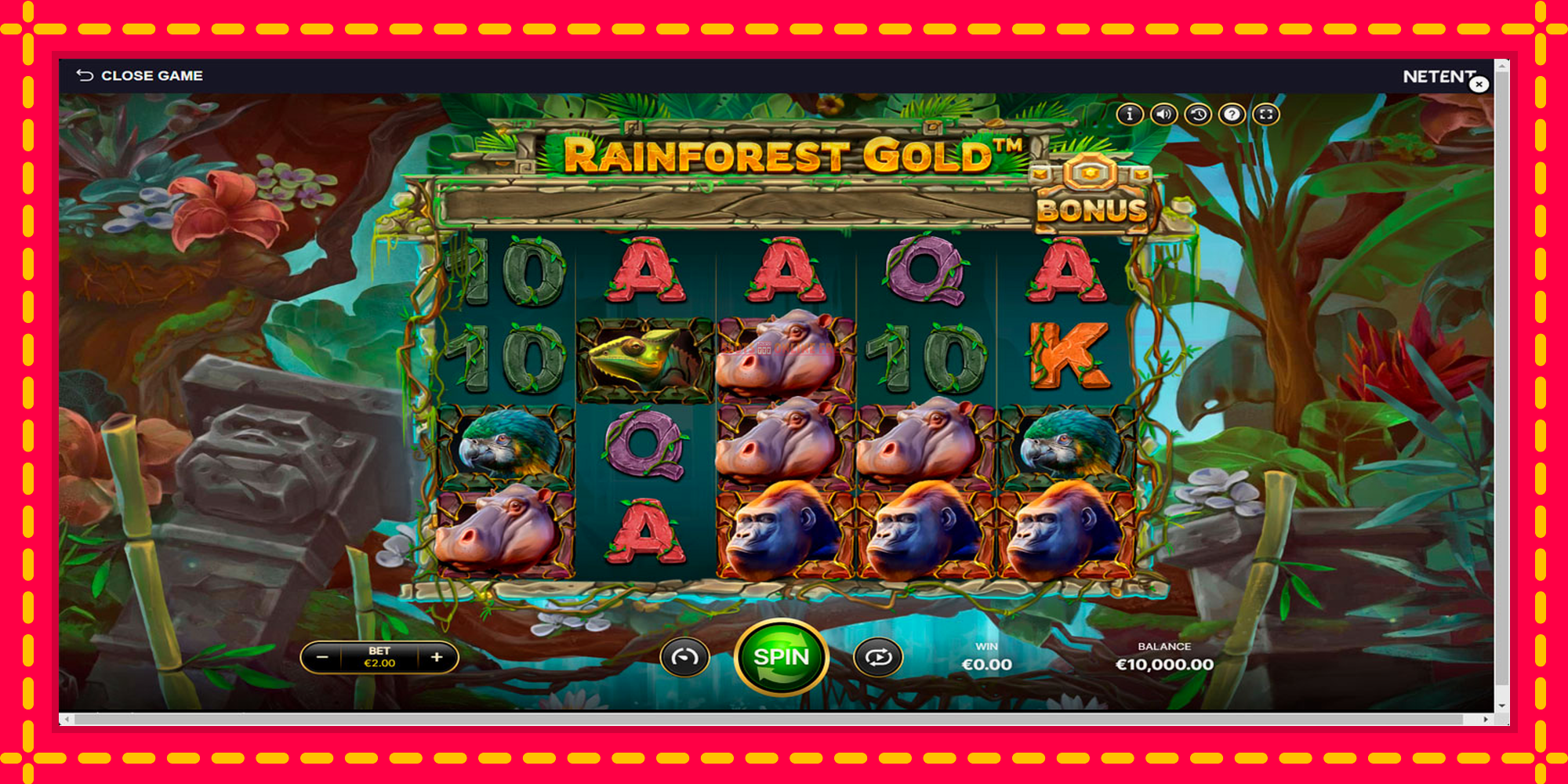 Rainforest Gold - spēļu automāts ar modernu grafiku