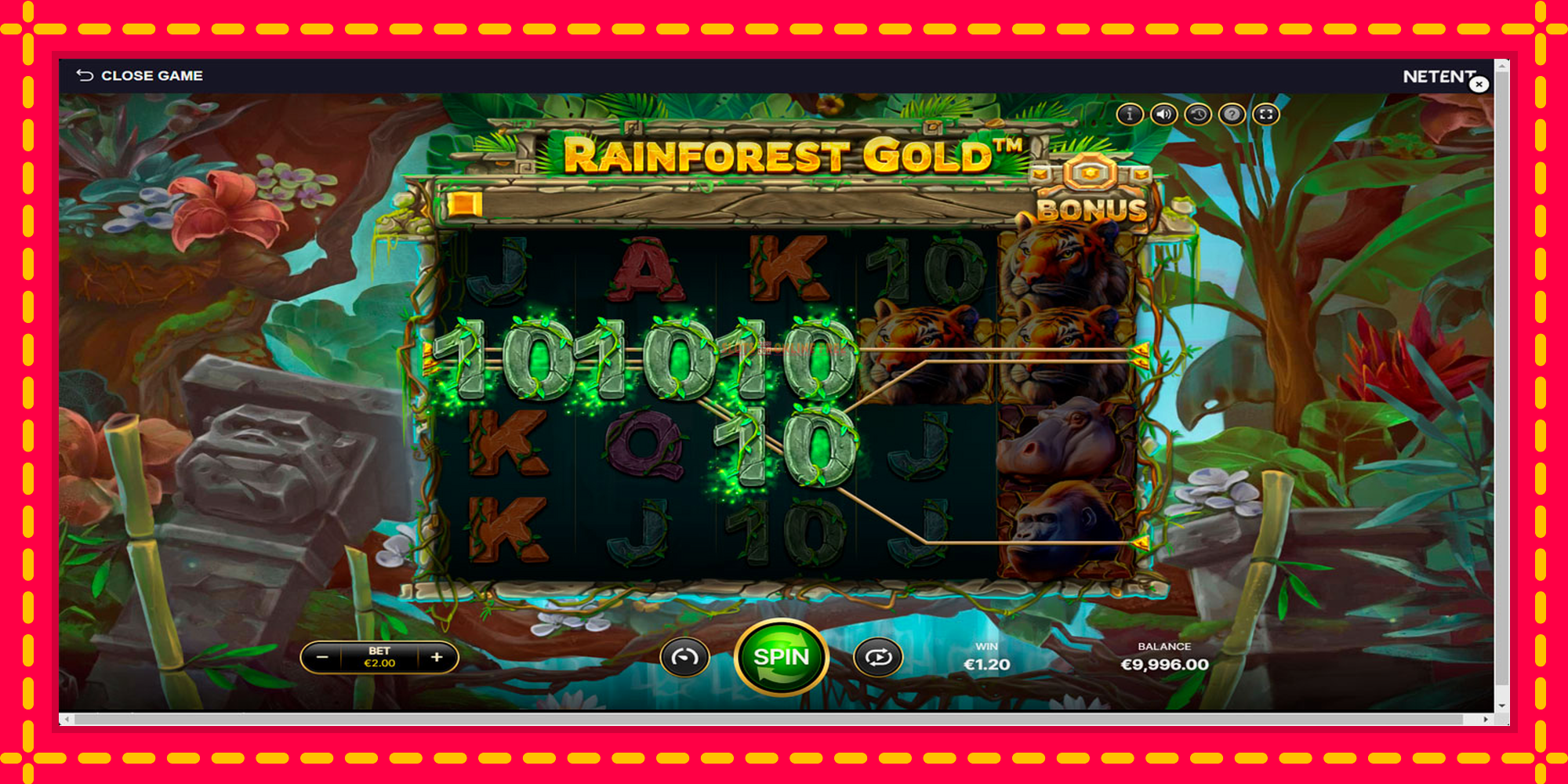 Rainforest Gold - spēļu automāts ar modernu grafiku