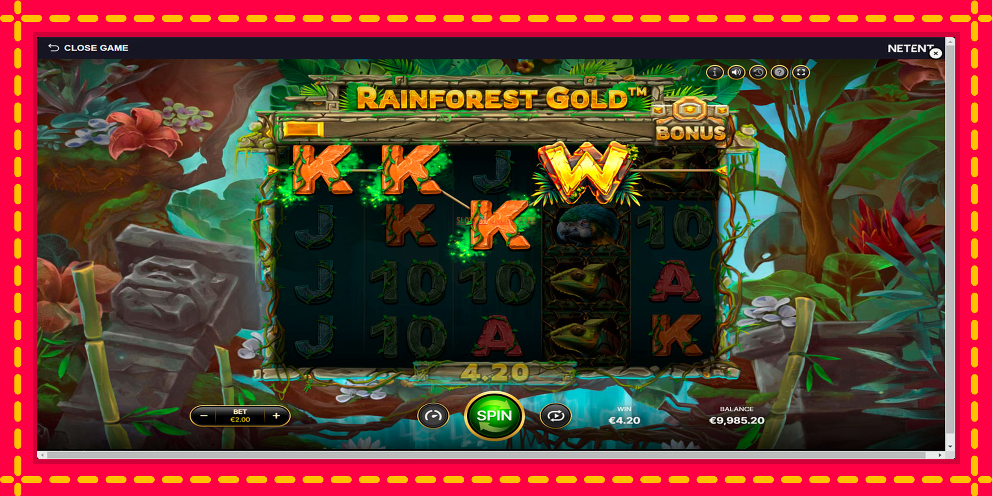 Rainforest Gold - spēļu automāts ar modernu grafiku