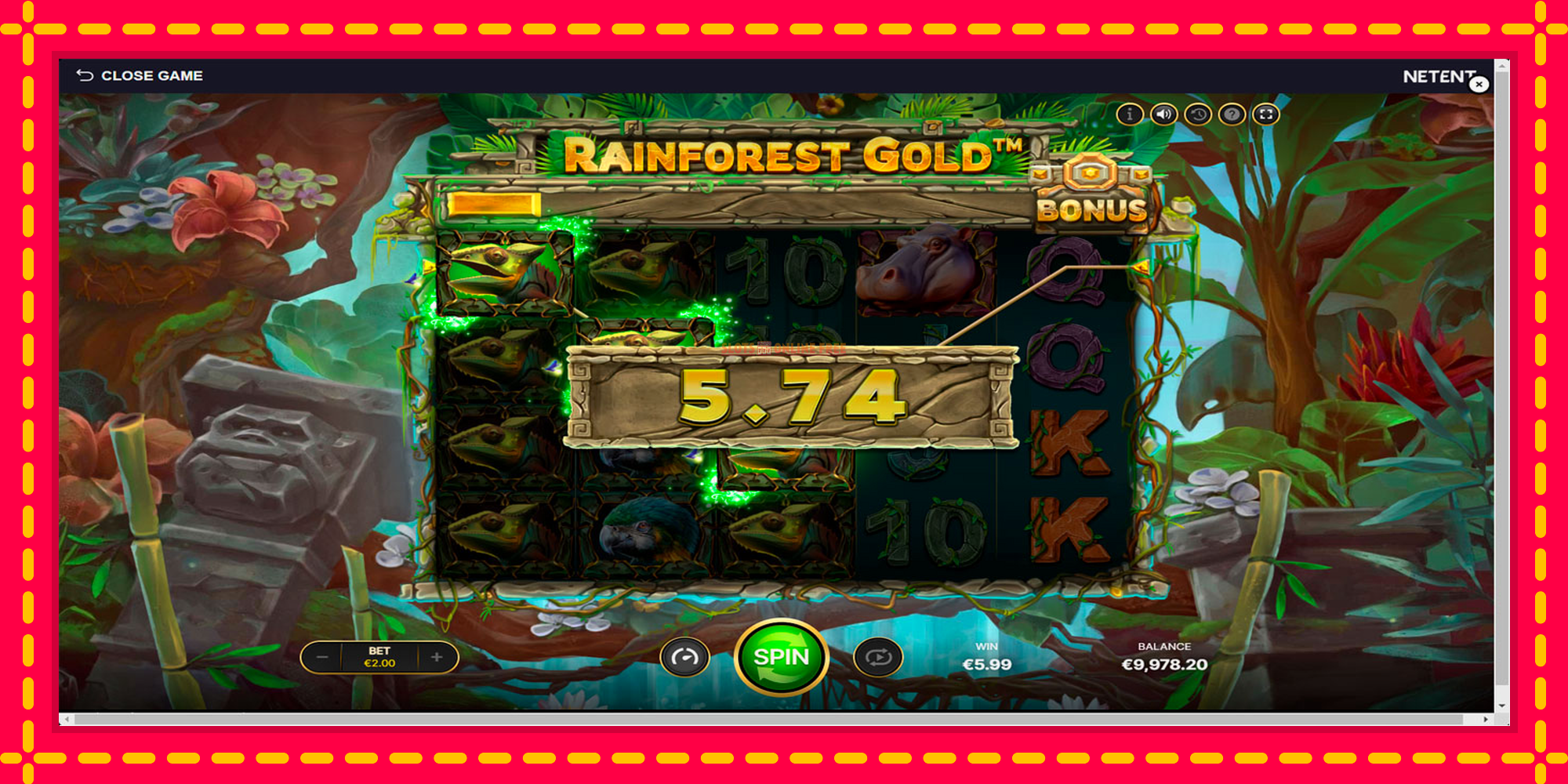 Rainforest Gold - spēļu automāts ar modernu grafiku