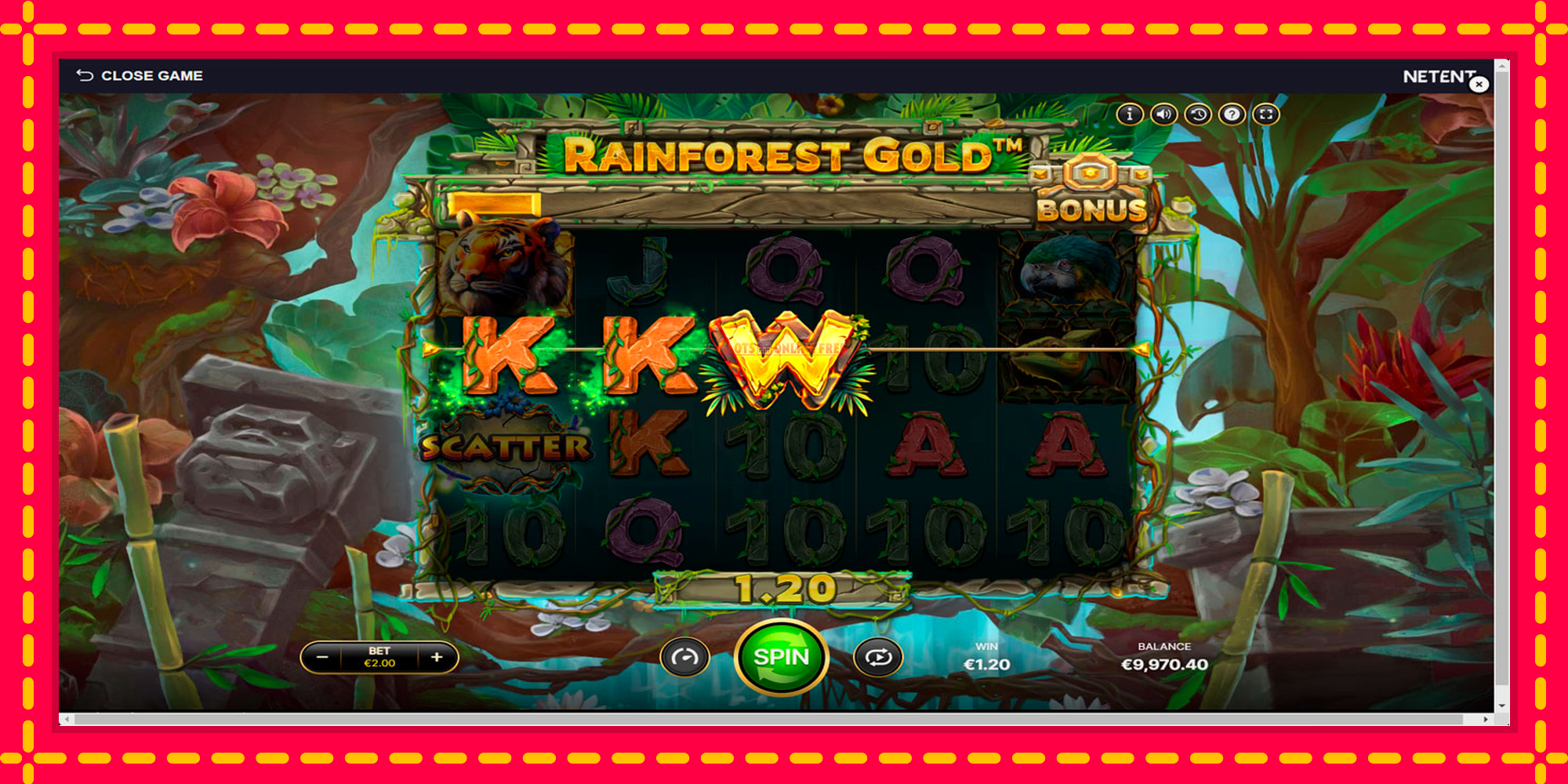 Rainforest Gold - spēļu automāts ar modernu grafiku