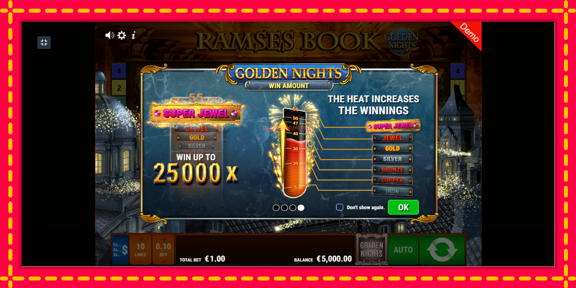 Ramses Book Golden Nights - spēļu automāts ar modernu grafiku