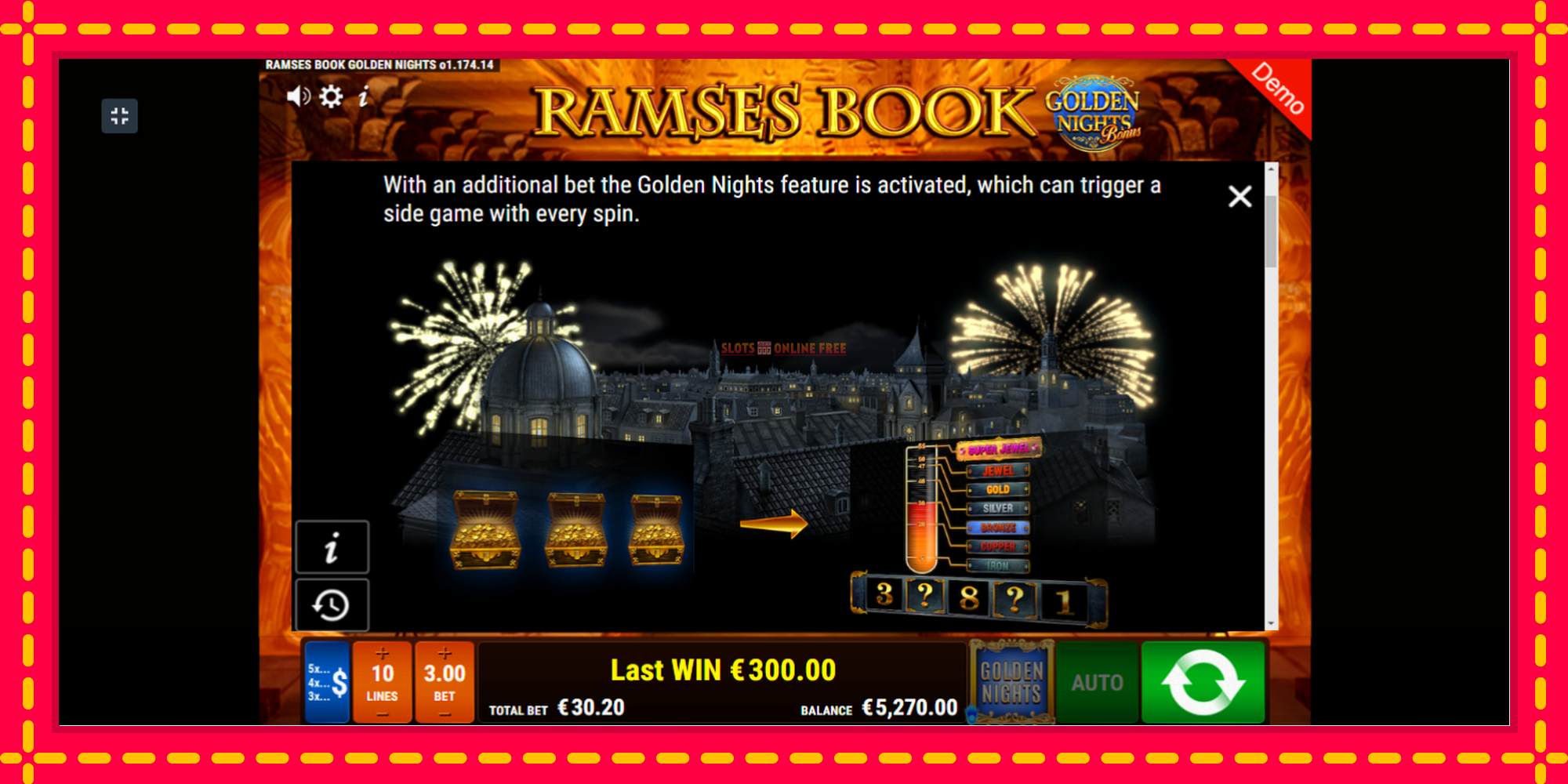 Ramses Book Golden Nights - spēļu automāts ar modernu grafiku