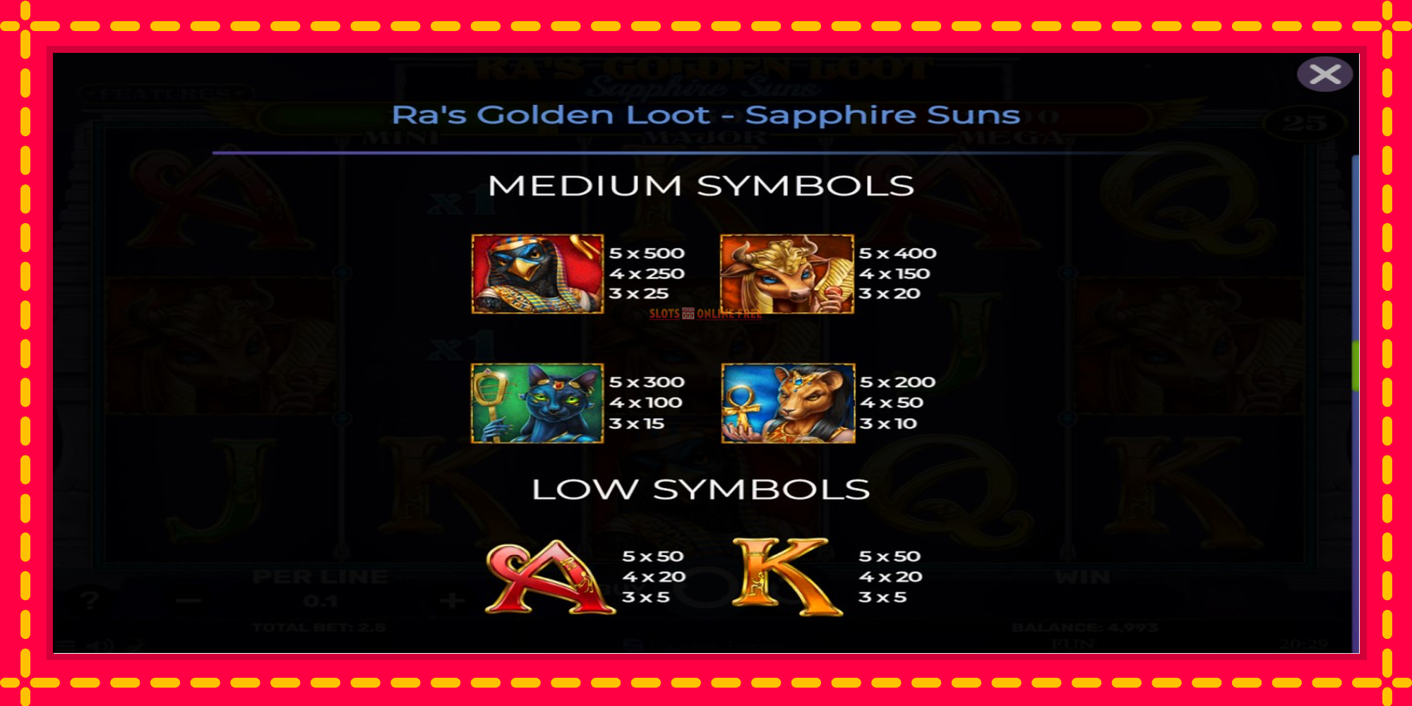 Ras Golden Loot - Sapphire Suns - spēļu automāts ar modernu grafiku