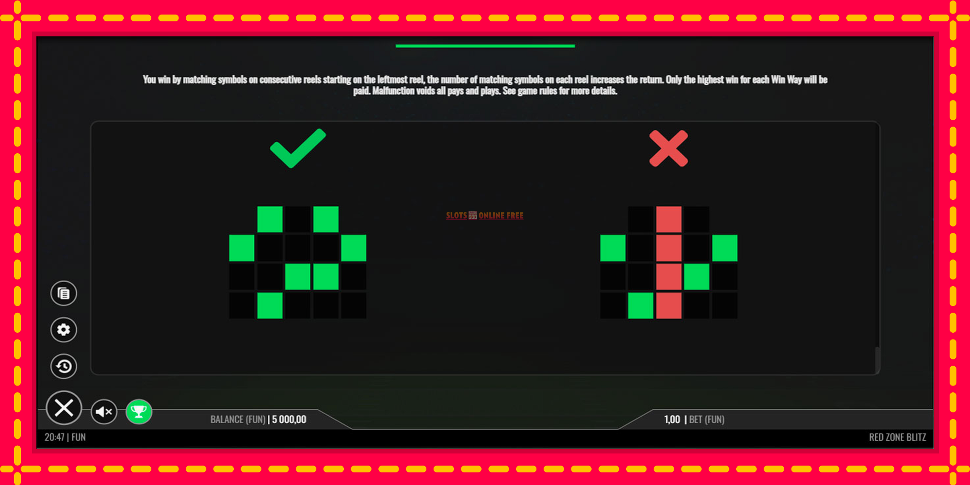 Red Zone Blitz - spēļu automāts ar modernu grafiku