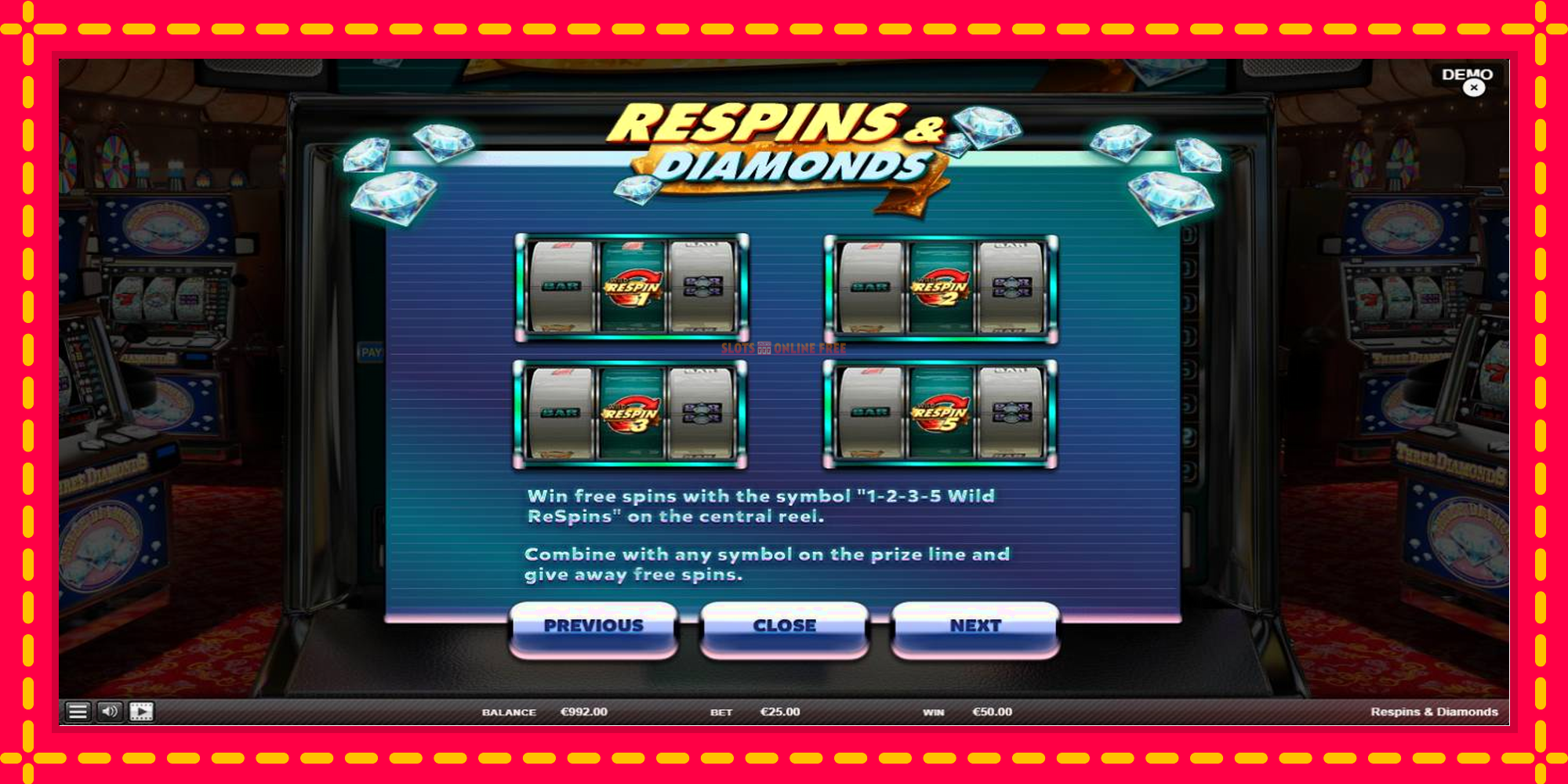 Respins Diamonds - spēļu automāts ar modernu grafiku