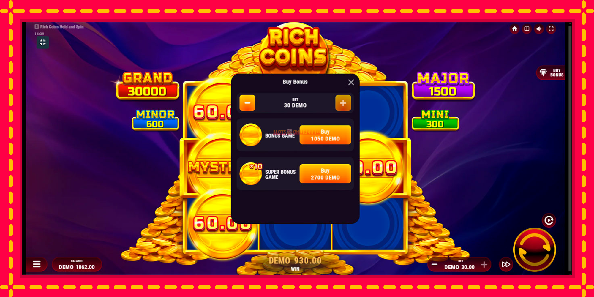 Rich Coins Hold and Spin - spēļu automāts ar modernu grafiku