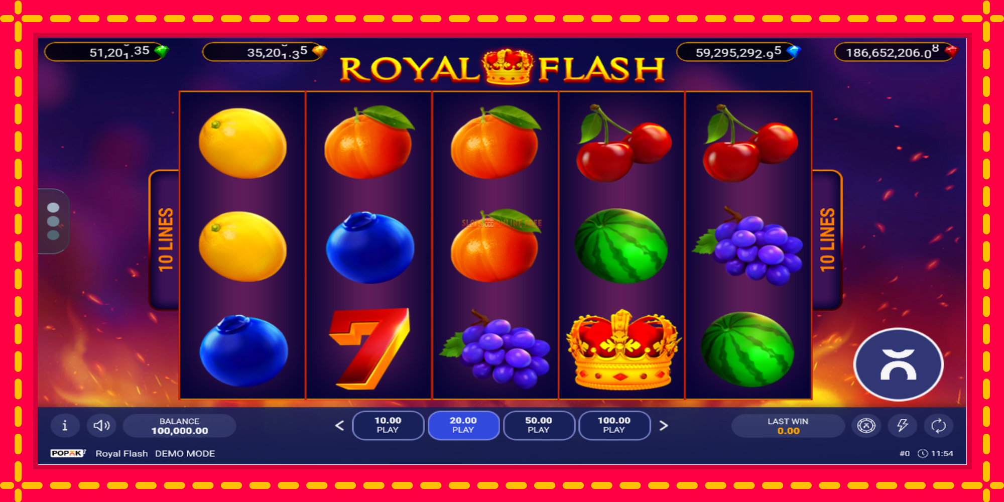 Royal Flash - spēļu automāts ar modernu grafiku