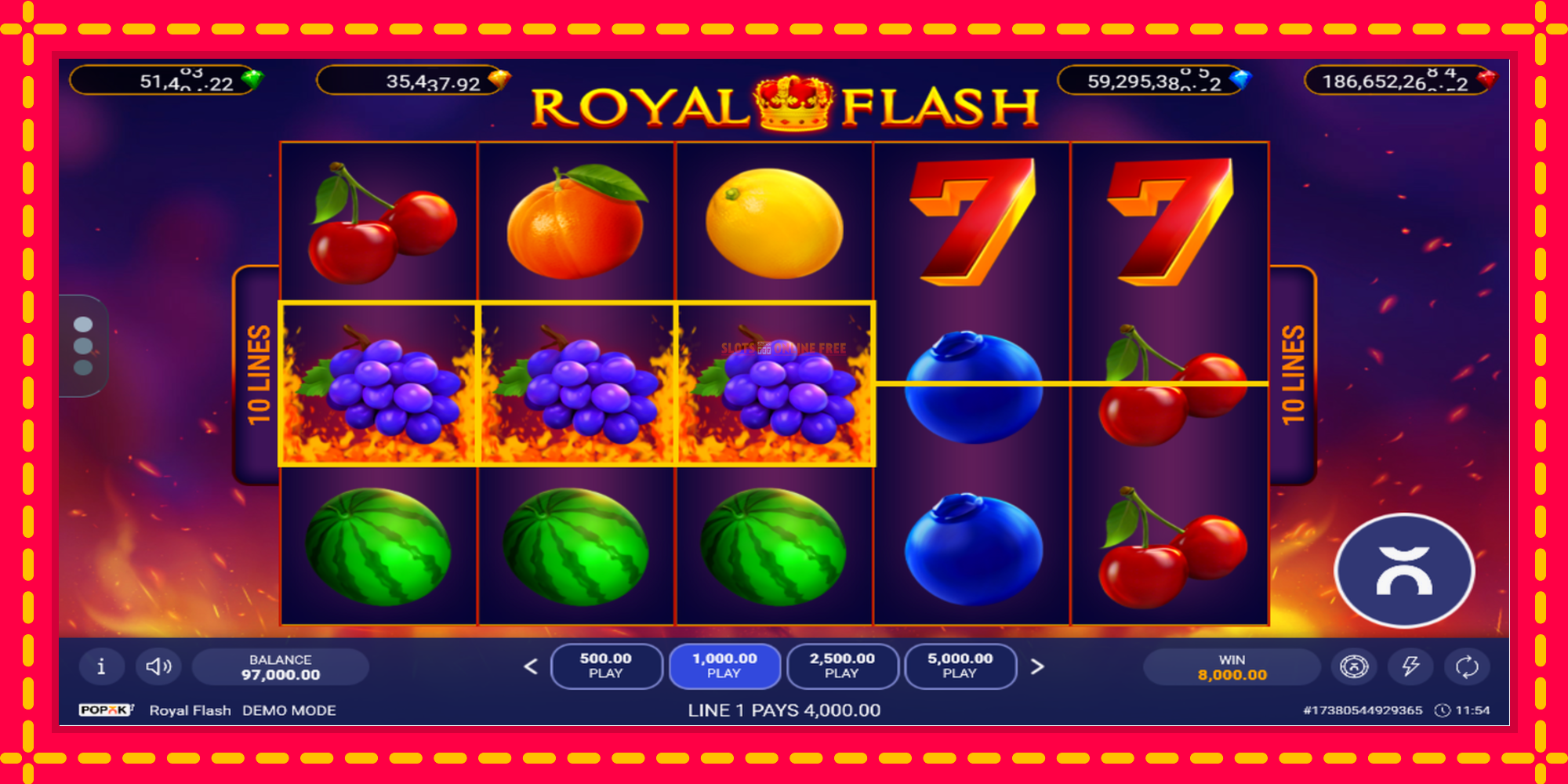 Royal Flash - spēļu automāts ar modernu grafiku